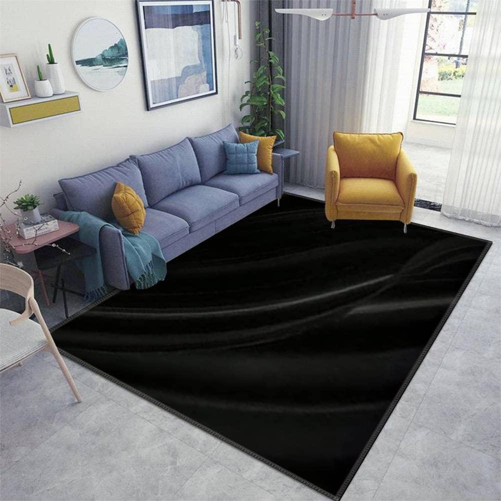 Non-Slip Washable Black White Marble Oil Ink Swirl Texture Indoor Area Rug - Perfect for Living Room, Kids Bedroom, Playroom & Outdoor Use