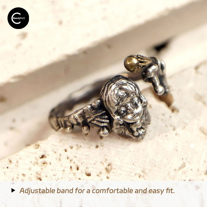 QUANDO Wraith Dance Dark Fantasy Skeleton Sterling Silver Ring for Men & Women - Gothic Jewelry for Halloween, Cosplay, and Alternative Fashion