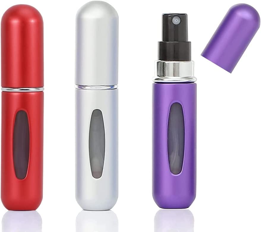 WENGONVILA 5ml Refillable Perfume Bottle - Mini Portable Empty Spray Atomizer with Bottom Refill Pump for Travel, Gym, Office & Daily Use | Leak-Proof Essential Oil Dispenser