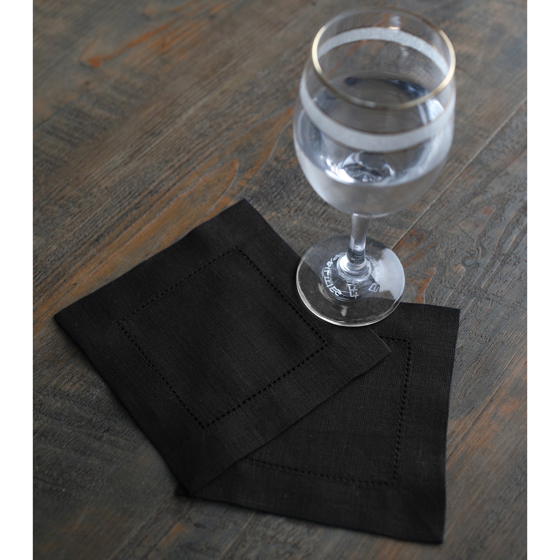 Premium Classic Hemstitch Cocktail Napkins - Set of 12 White Linen Napkins for Parties, Weddings & Formal Dining - Elegant Drink Coasters for Home Bar & Dinner Table Decor