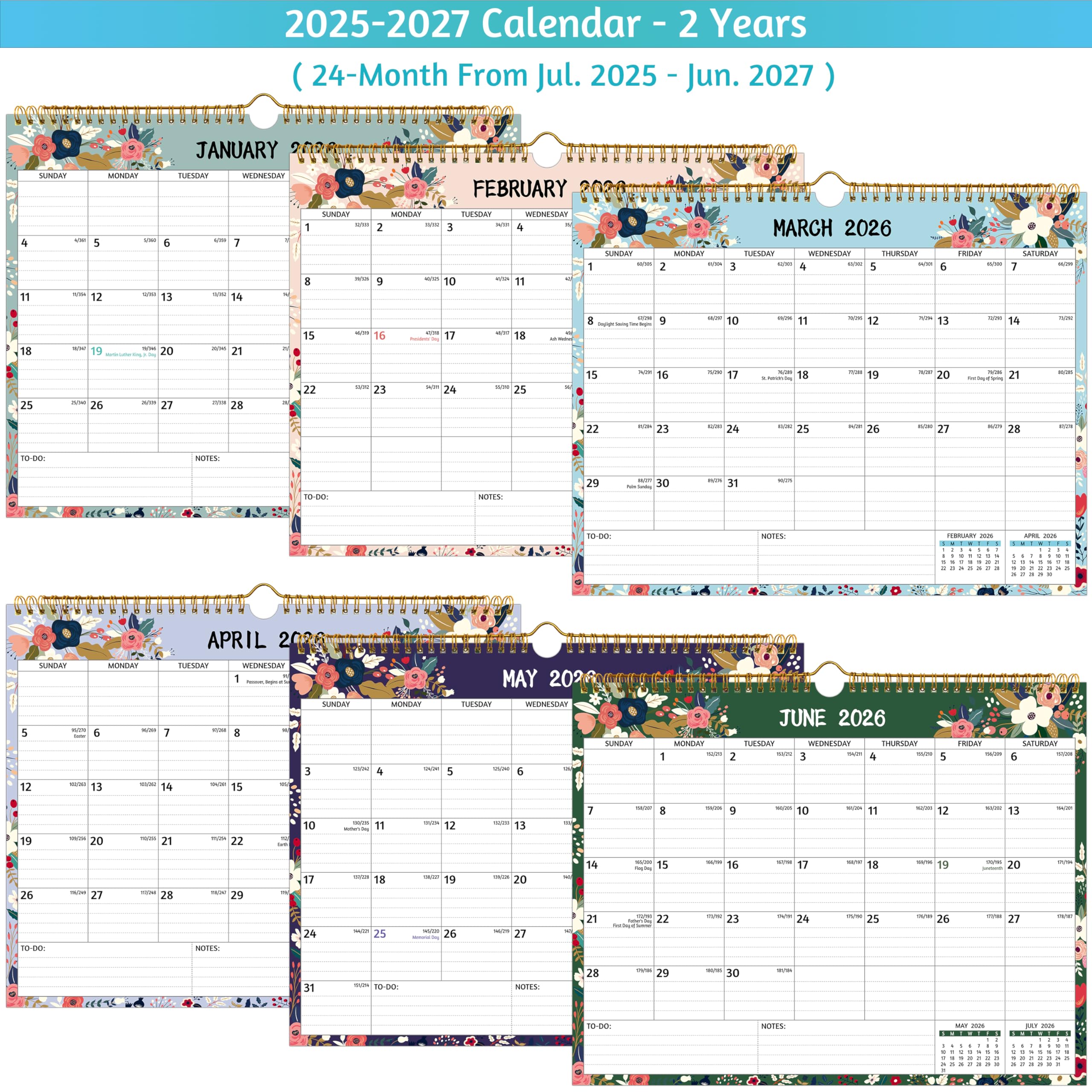 2025-2027 Wall Calendar | 2 Year Monthly Planner (July 2025 - June 2027) | 14.57