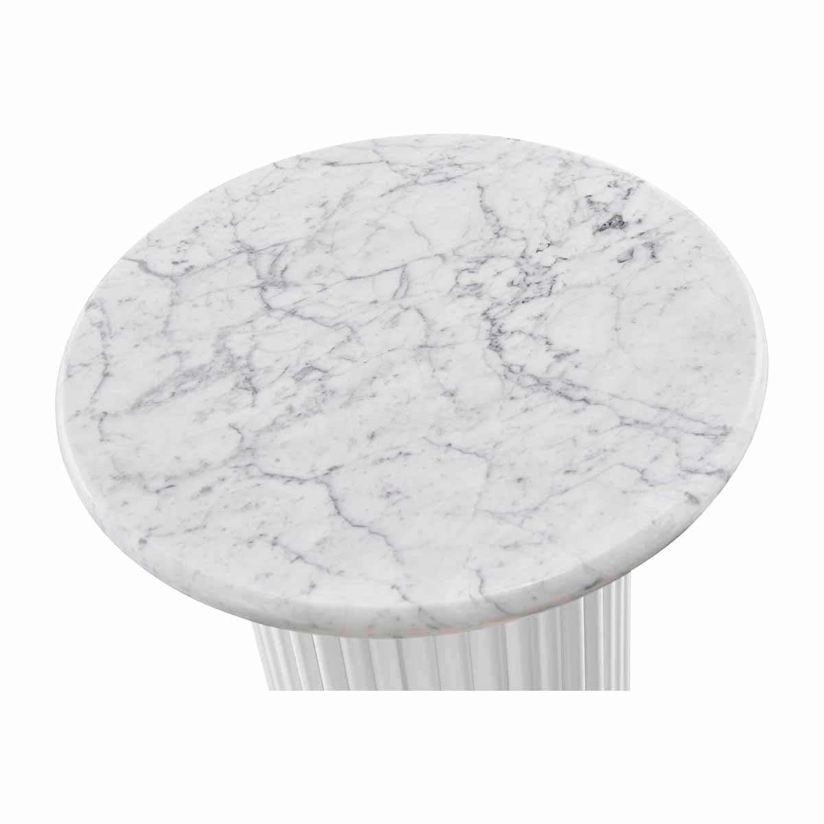 Modern Cosmos Side Table - White Oak & Carrara Marble Top - Nightstand, End Table for Living Room, Bedroom, Office - Minimalist Home Decor Furniture