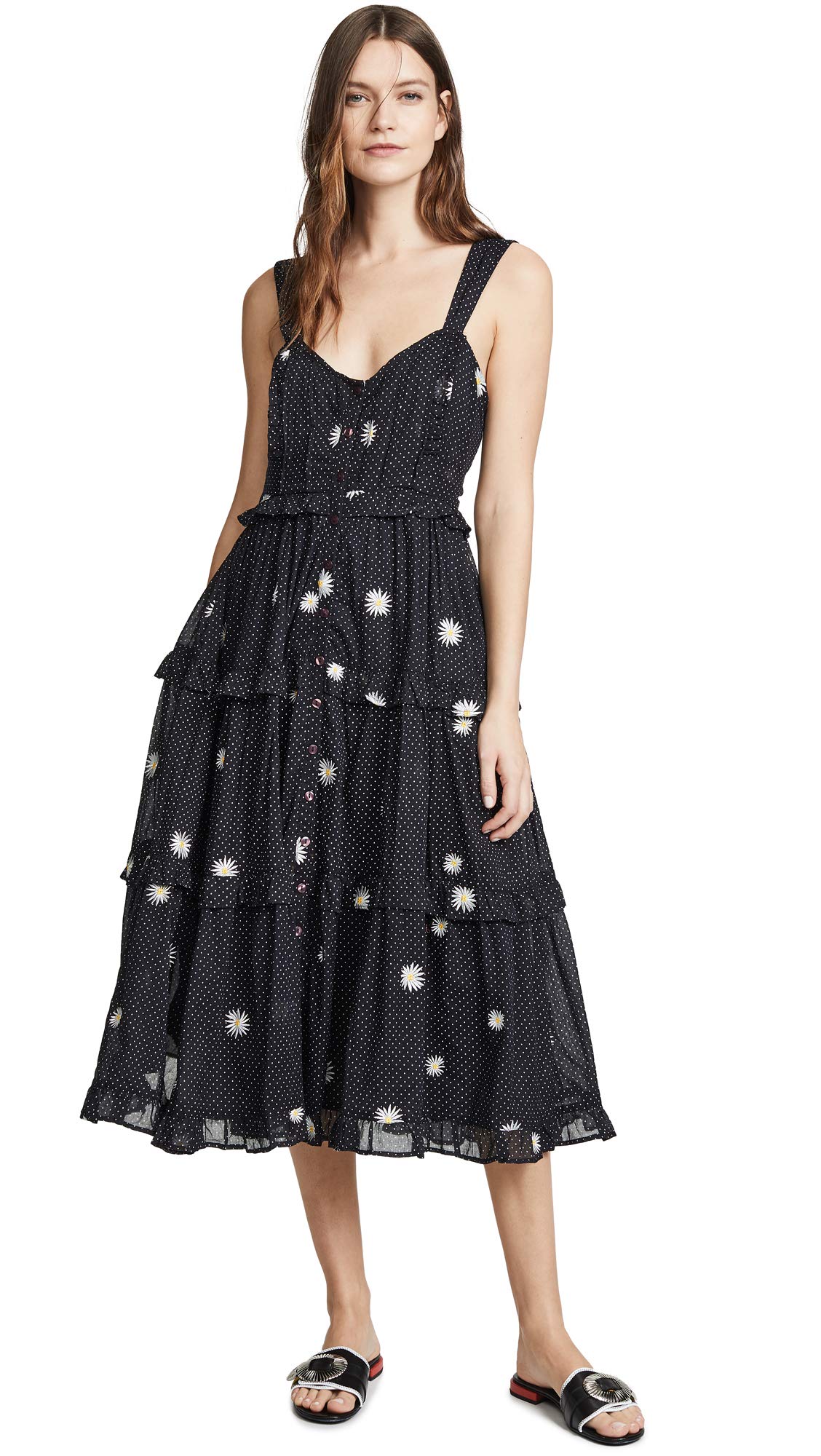 Free People Women's Daisy Chain Midi Dress - Floral Print Summer Dress for Women, Boho Chic Casual Dress for Beach, Vacation & Date Night