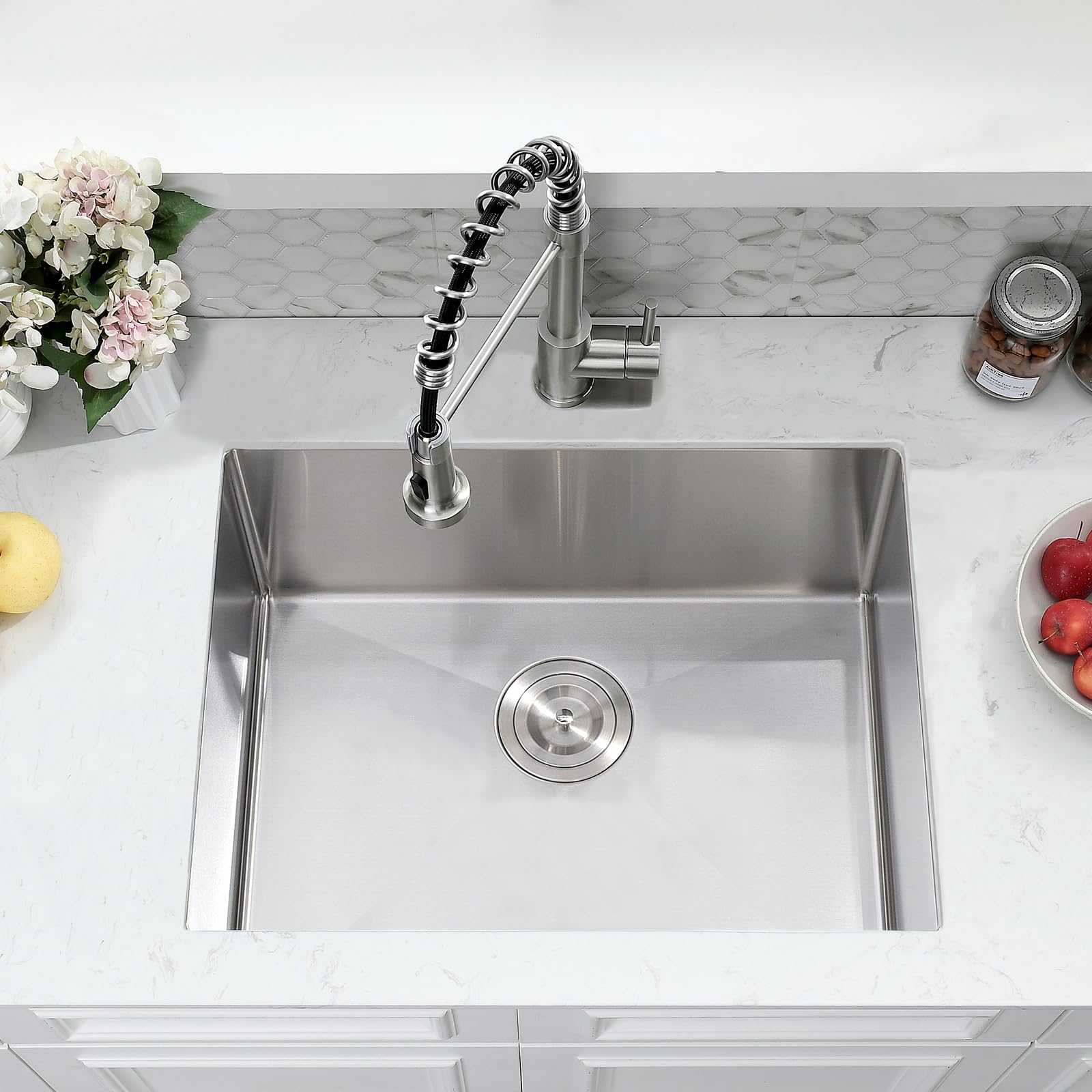 23x18x12 Inch Undermount Laundry Sink with Faucet Combo - 16 Gauge Stainless Steel Deep Single Bowl Utility Sink for Laundry Room & Kitchen - Perfect for Washing Clothes, Pet Bathing, and Garden Tool Cleaning