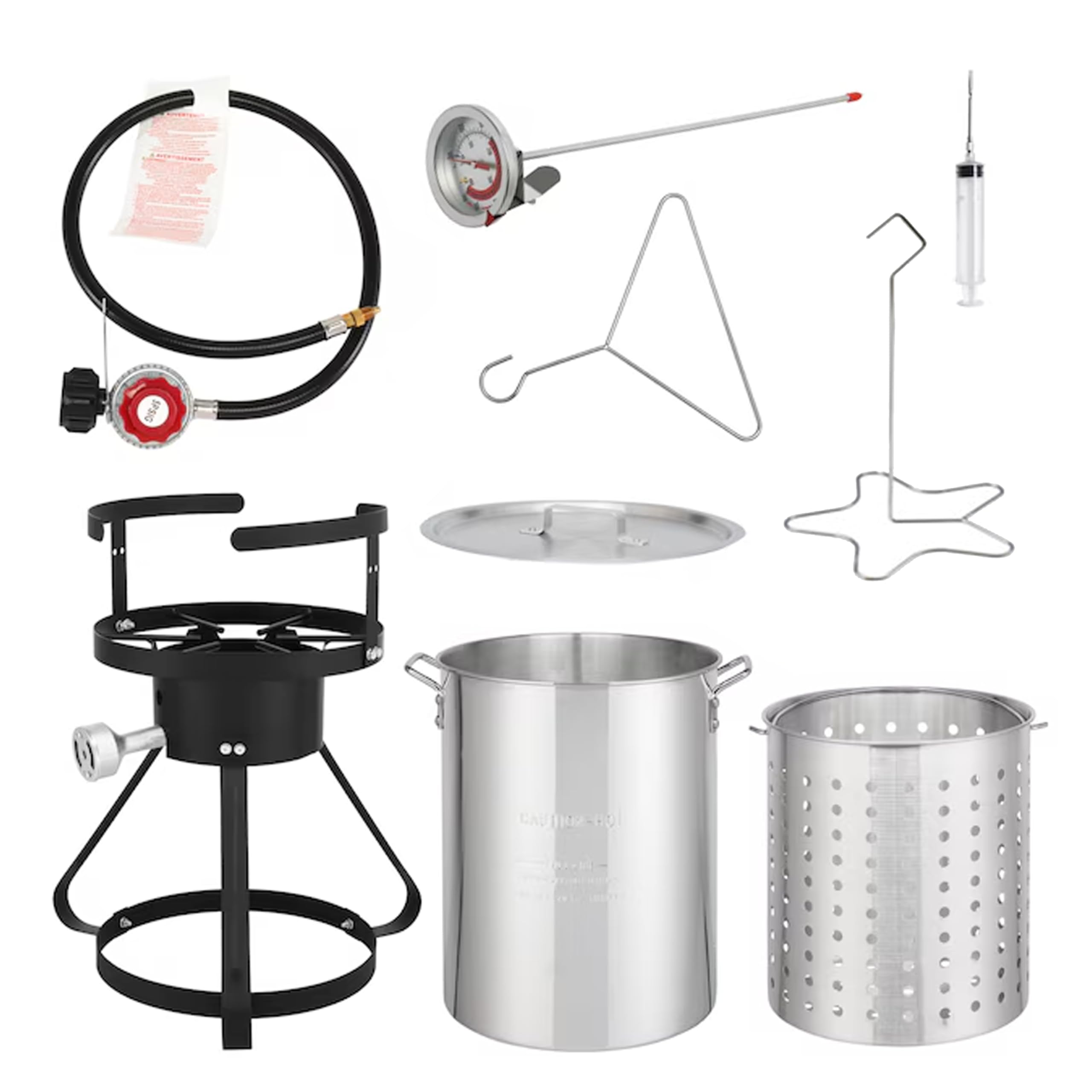 Red Mountain Valley 30 Qt Outdoor Camping Turkey Fryer with Basket, Oil Drain Valve & Timer - 50,000 BTU Propane Cooker for Turkey, Chicken Wings, Fish & Seafood - Perfect for Backyard BBQs, Tailgating & Outdoor Cooking Adventures