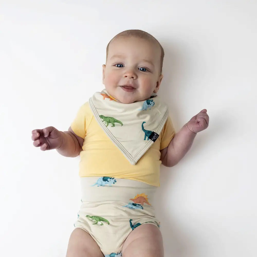 Kyte Baby Bib - Soft Organic Cotton Drool Bib for Infants & Toddlers - Perfect for Feeding, Teething & Messy Play - Ecru Roar Design