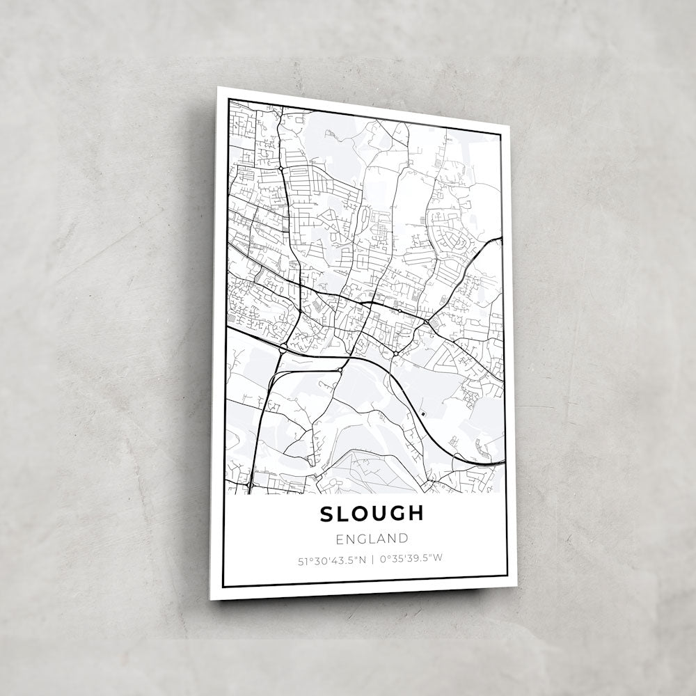 Slough Map Glass Wall Art - Elegant Home Decor for Living Room, Office & Gifts - Premium Framed Glass Print for Modern Interior Design