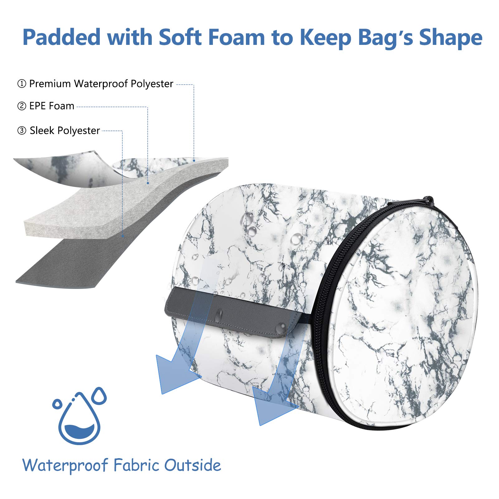 Waterproof Hanging Toilet Paper Holder - Portable Foldable Roll Tissue Dispenser with Strap for Camping, Bathroom, Hiking & Travel - Marble Design Toilet Paper Protector & Storage Case