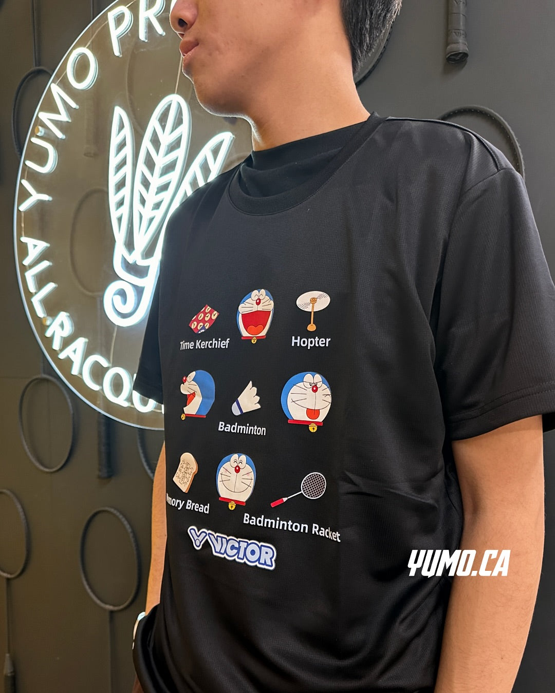 Victor X Doraemon Unisex Graphic T-Shirt 503DRM C - Soft Cotton Casual Tee for Men & Women [Black] | Anime Fashion, Streetwear, Cosplay & Everyday Wear