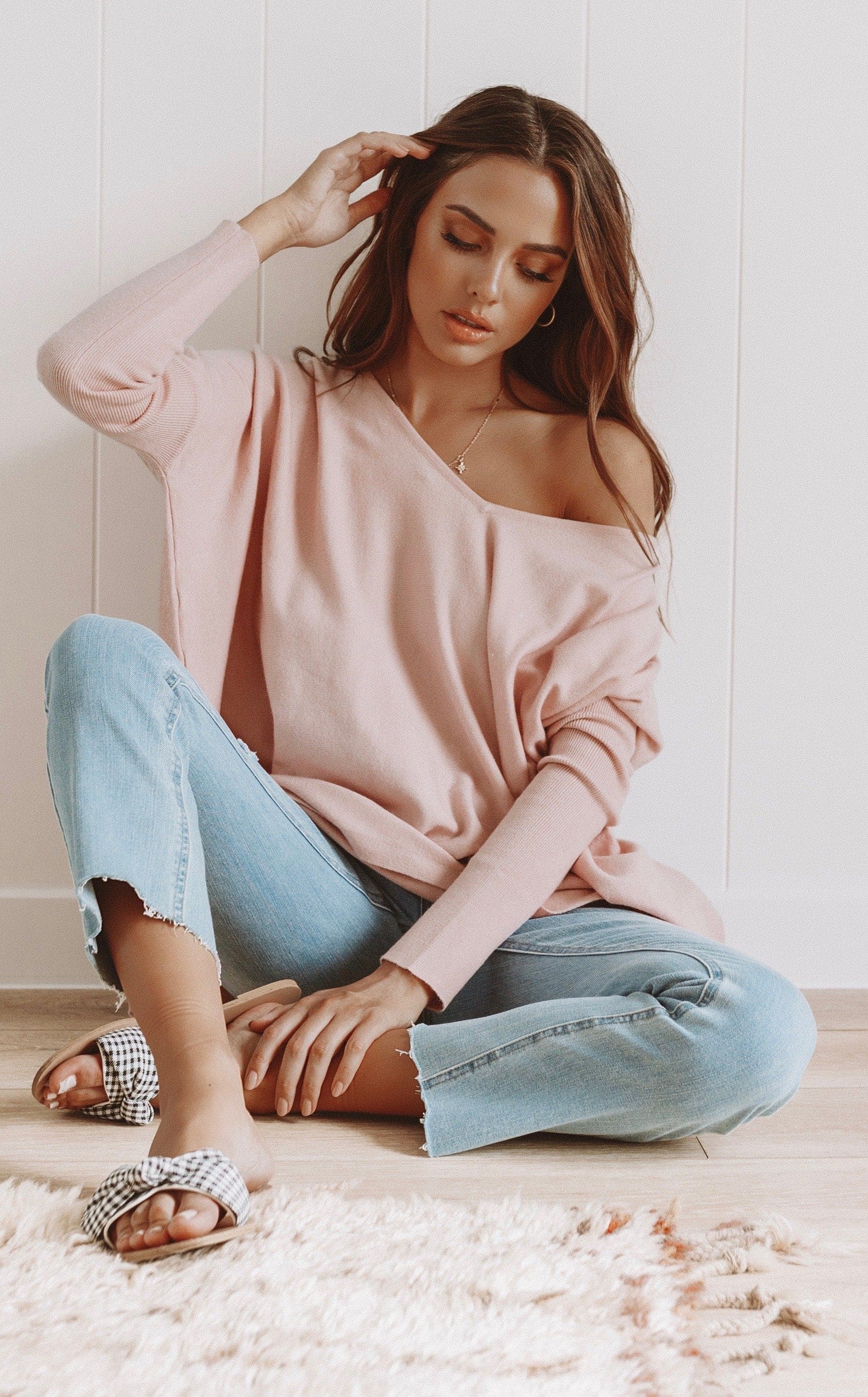 Amalia Knit Top for Women - Soft Blush Pink Casual T-Shirt | Perfect for Everyday Wear, Layering & Office Outfits