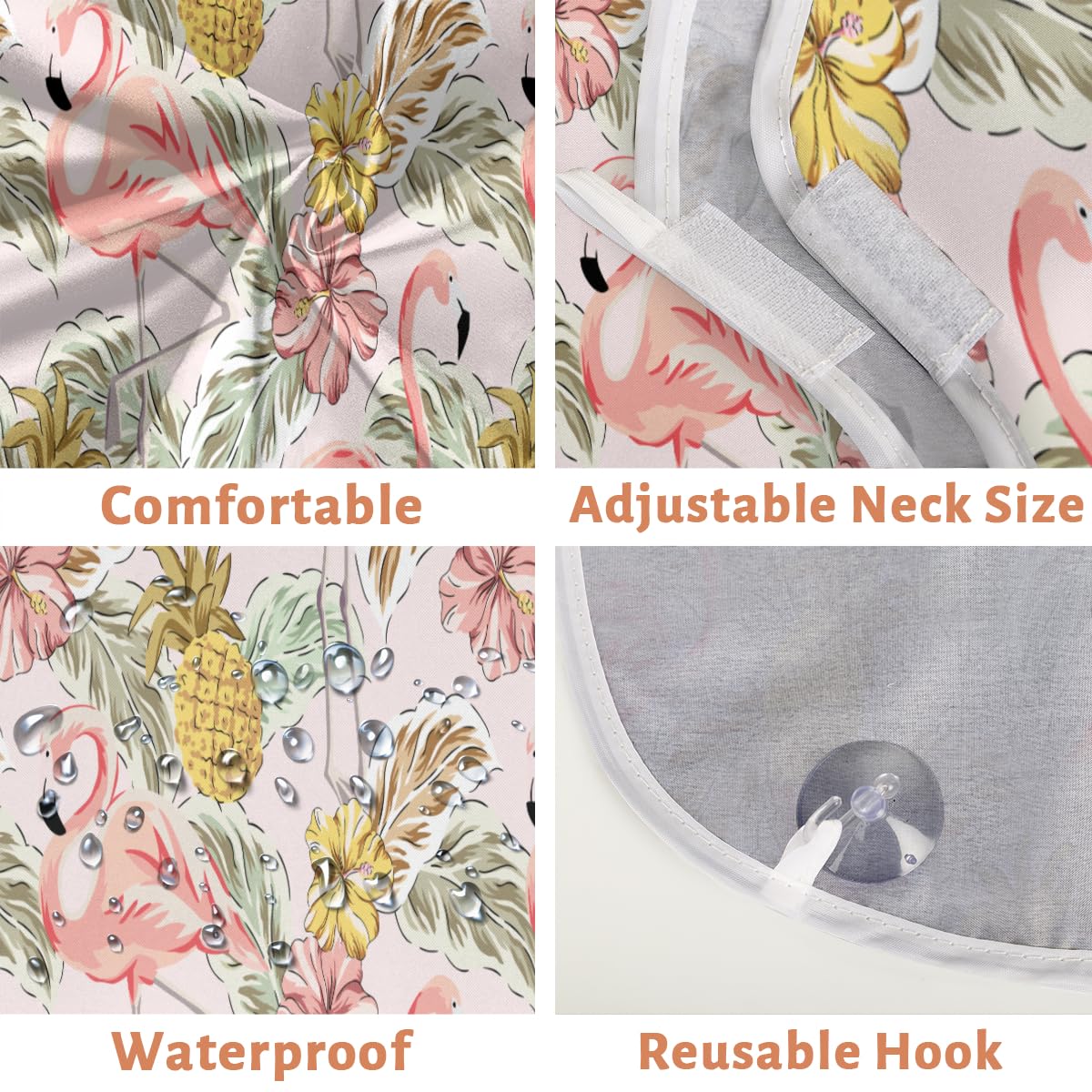 Tropical Flamingo Pineapple Hibiscus Beard Bib for Men - Non-Stick Shaving Apron with Suction Cups, Hair Catcher Grooming Cape - Perfect Gift for Husband & Dad - Ideal for Home Barbering & Beard Care