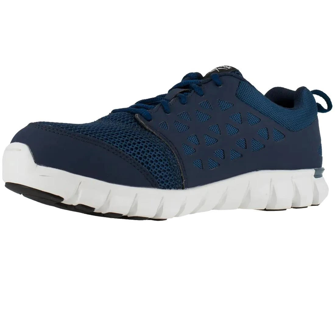 Sublite Cushion Alloy Toe Athletic Work Shoes for Men - Lightweight Safety Shoes with Shock Absorption, Breathable & Comfortable - Blue/White - Perfect for Construction, Warehouse & Industrial Work