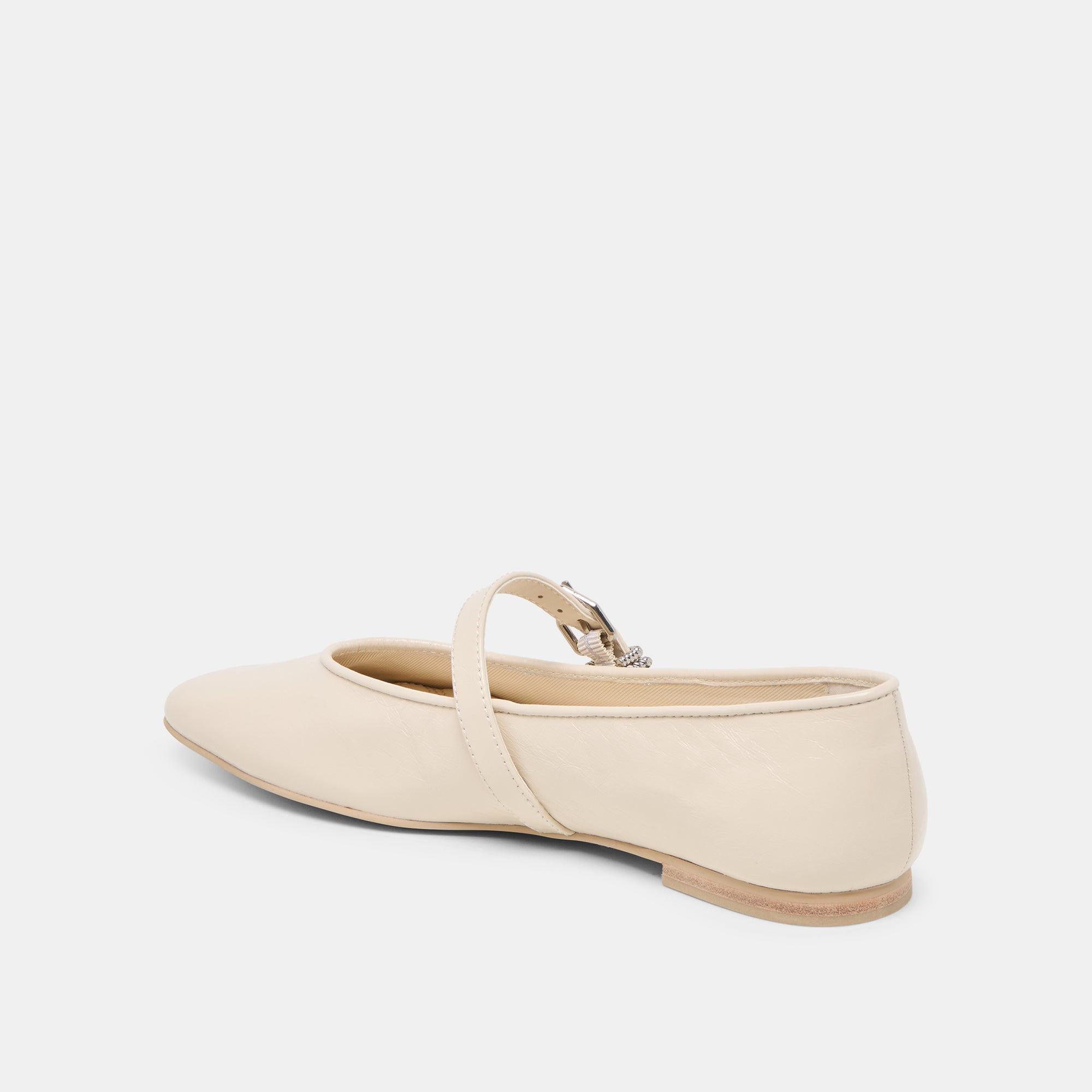 ALIZZA Women's Ballet Flats - Creme Crinkle Patent Leather Comfortable Slip-On Shoes for Work, Office & Casual Wear