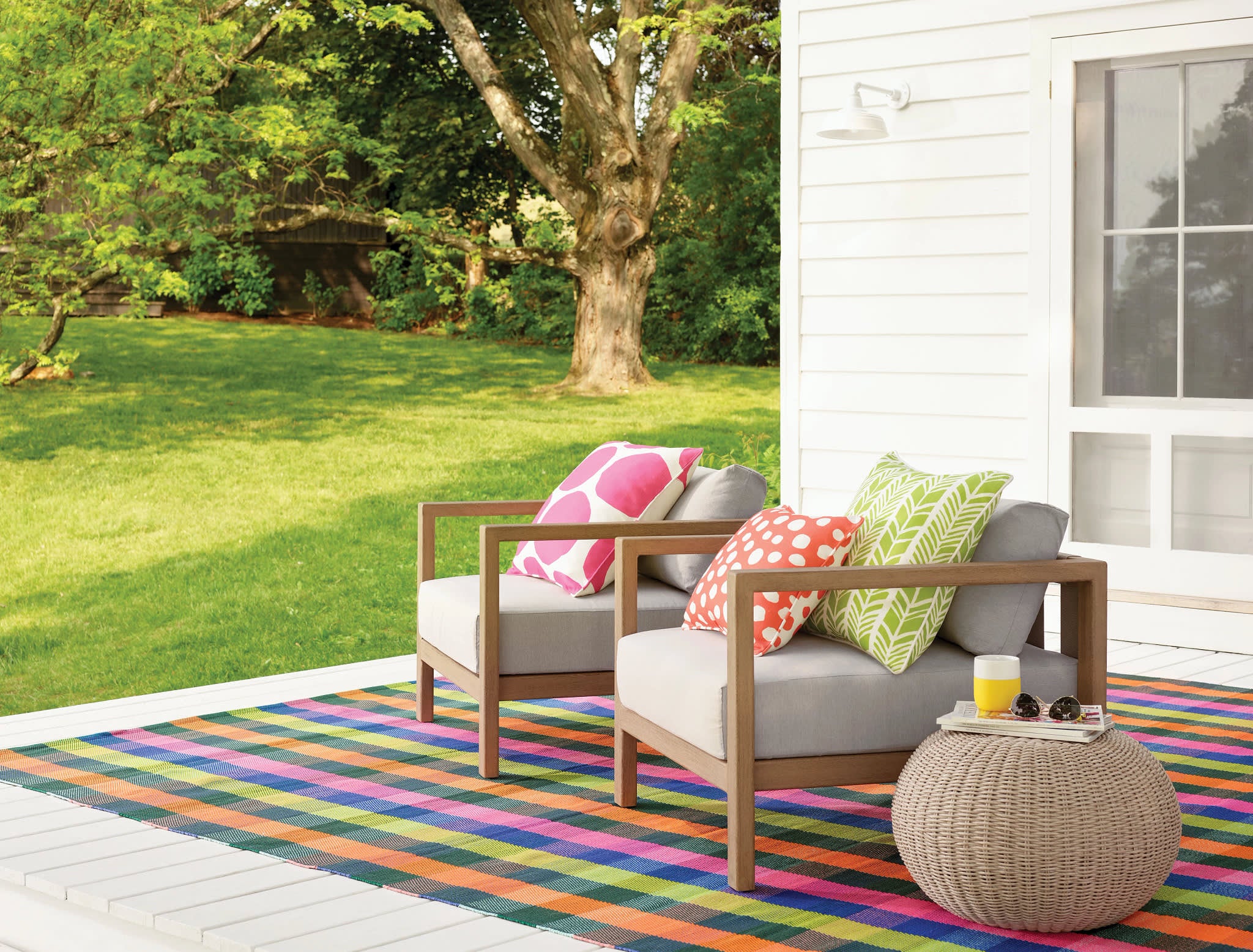 Happy Plaid Handwoven Indoor/Outdoor Rug - Soft & Durable Multi-Color Bohemian Style Area Rug for Living Room, Bedroom, Patio Decor
