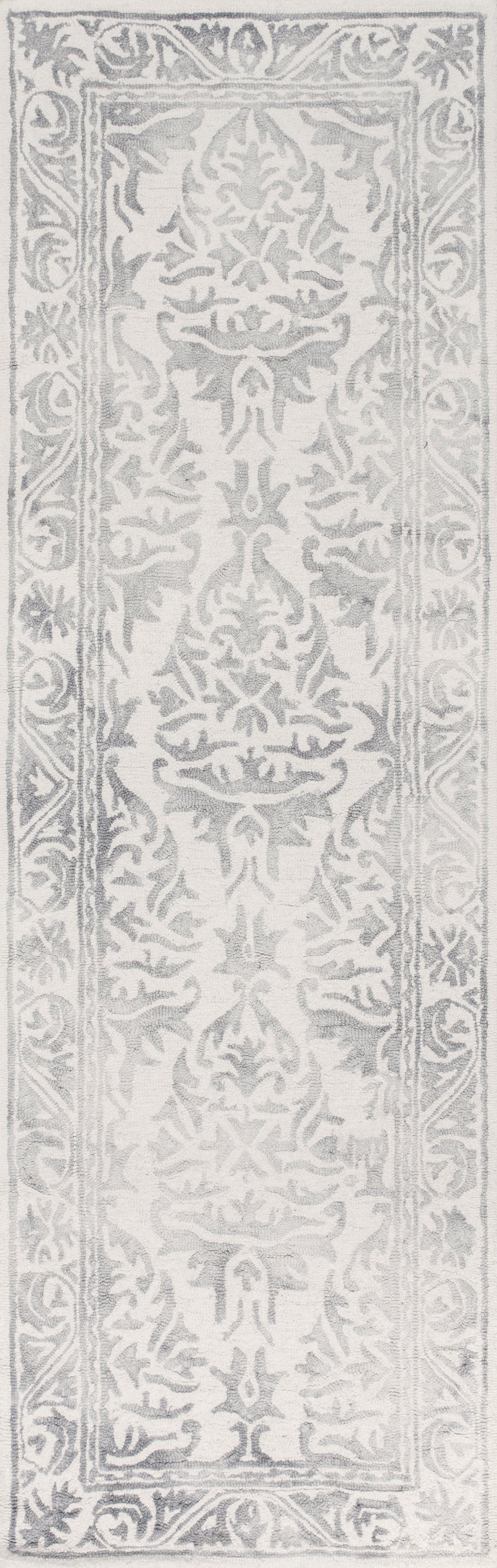 Elegant Grey Damask Border Area Rug - Perfect for Living Room, Bedroom, and Home Decor