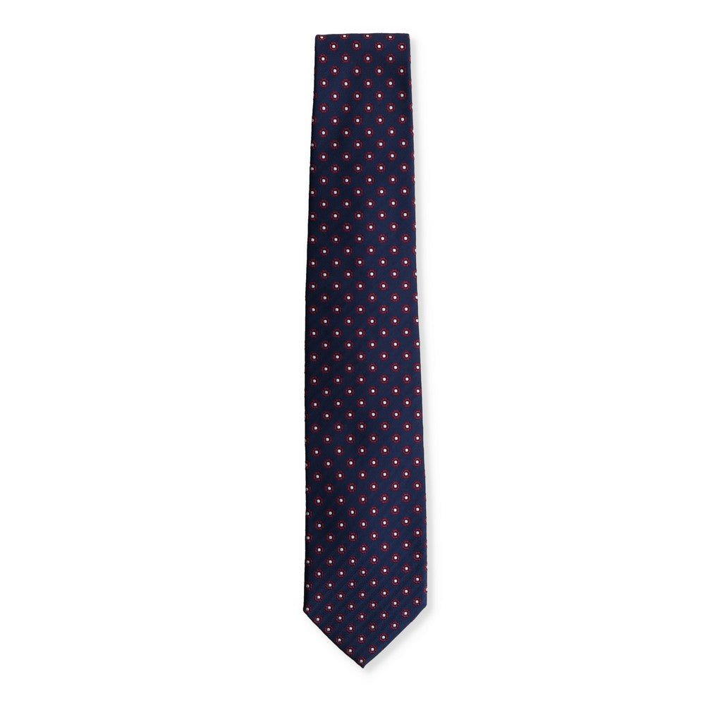 HENRY SARTORIAL X CANTINI Navy Red Woven Silk Tie for Men - Premium Luxury Necktie for Business, Weddings & Formal Occasions