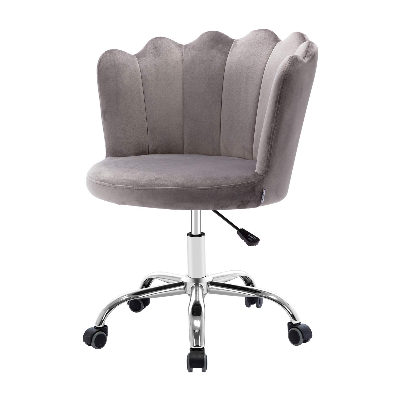Velvet Desk Chair with Wheels - Modern Swivel Height Adjustable Office Chair, Upholstered Task Chair for Home Office, Living Room, Study & Vanity (Gray) - Perfect for Work, Gaming & Relaxation