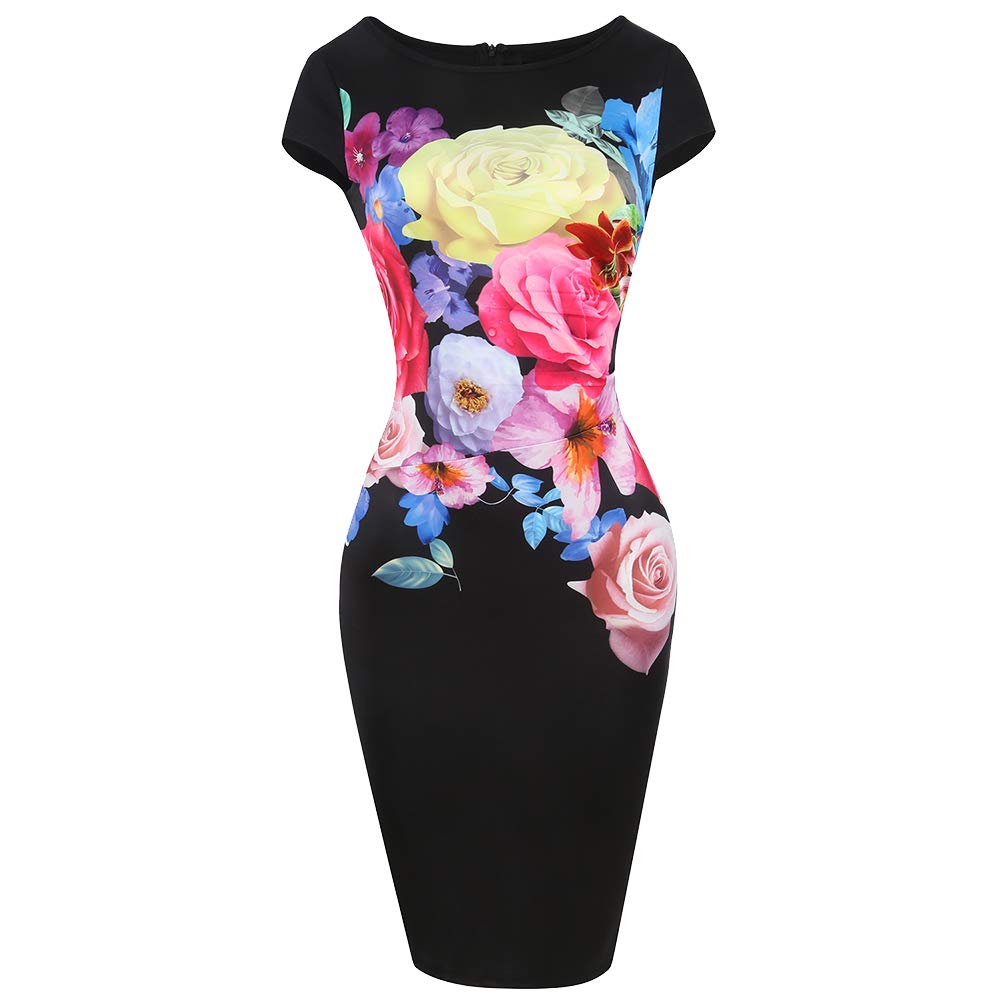 GLOA Women's Floral Print Bodycon Midi Dress - Sleeveless Summer Party Dress with Side Split | Perfect for Cocktail Parties, Date Nights & Beach Vacations