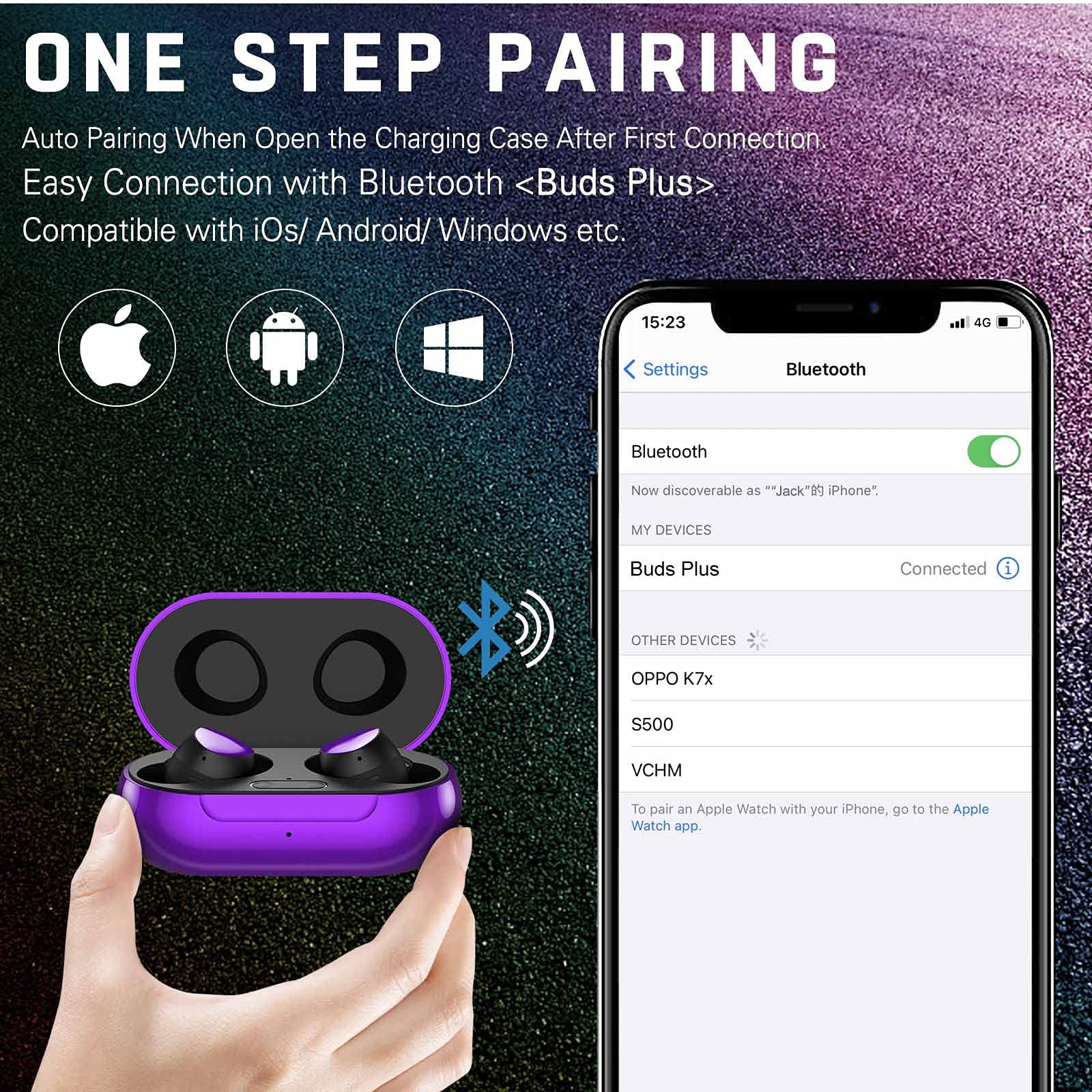 Urbanx Street Buds Plus True Wireless Bluetooth Earbuds with Noise Isolation - Purple (US Version with Warranty) - Perfect for Running, Gym Workouts & Commuting