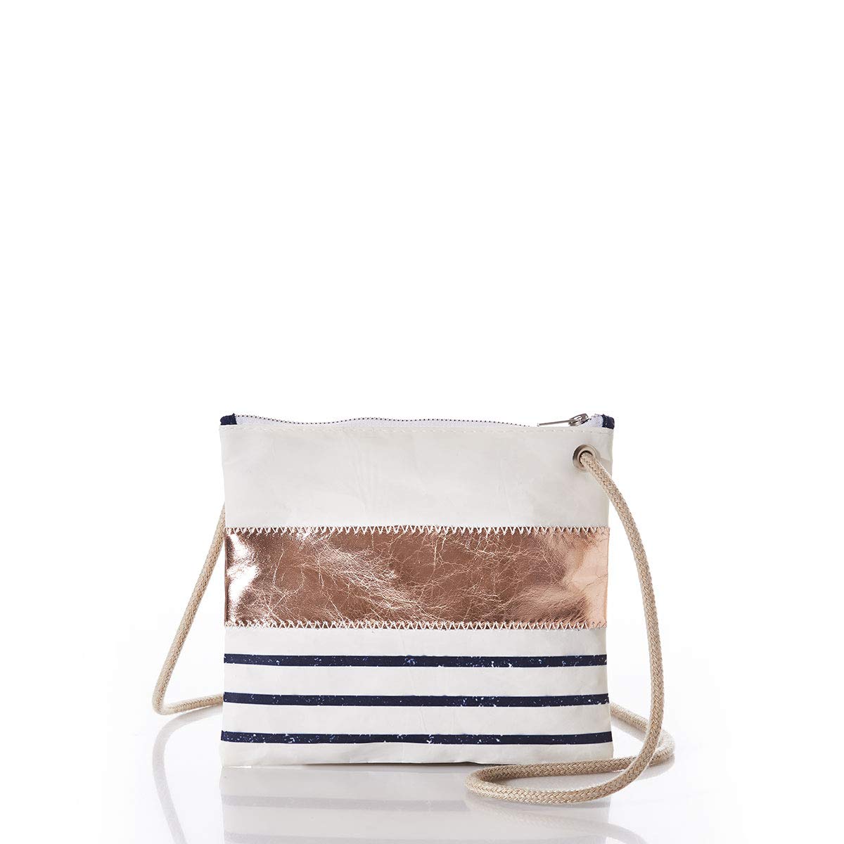 Sea Bags Rose Gold-on-Navy Mariner Stripe Slim Crossbody Bag for Women | Stylish Travel Purse & Everyday Shoulder Bag | Perfect for Work, Shopping & Vacation Accessories