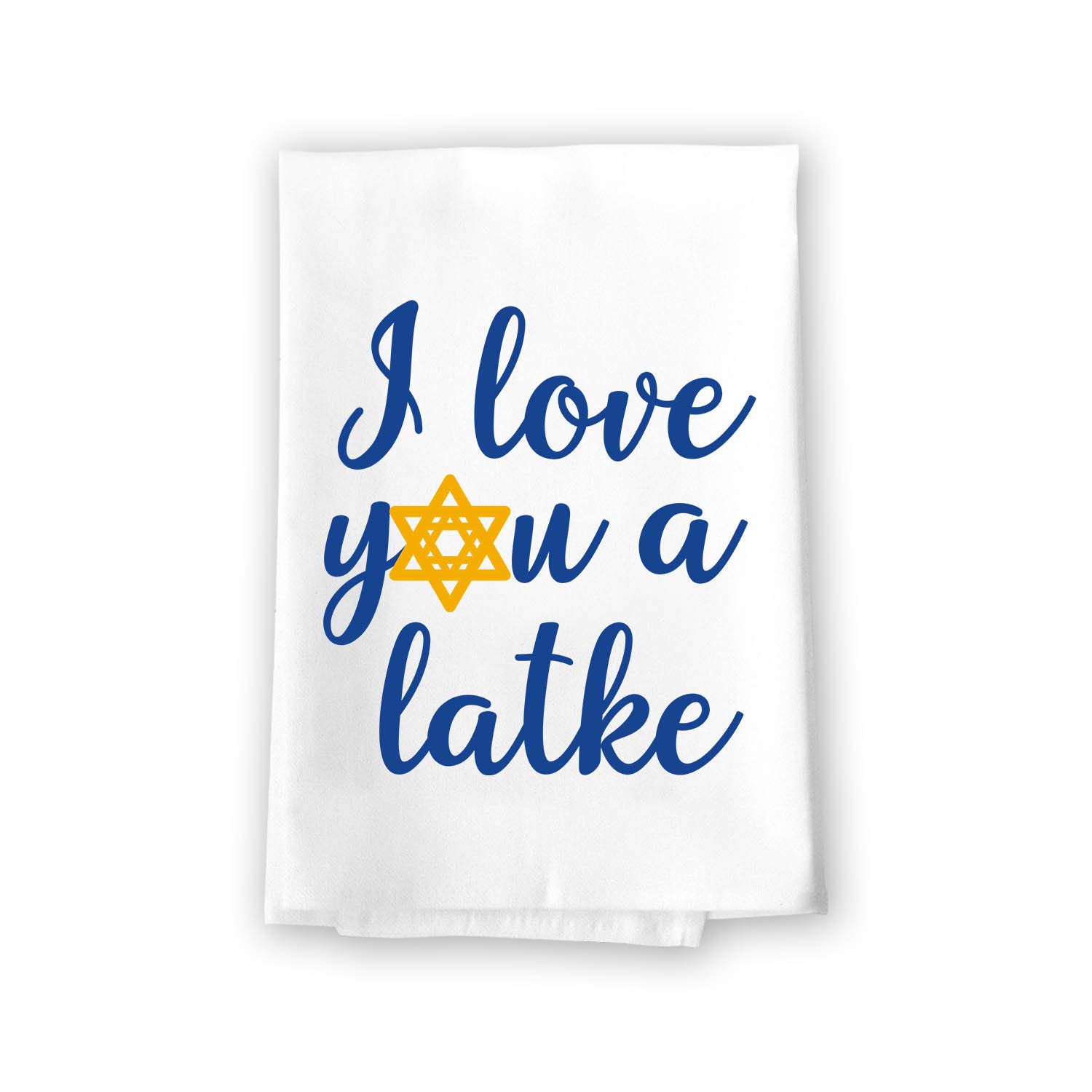 Funny Jewish Flour Sack Towel - 27x27 Inch Honey Dew Gifts Dish Towel with 'I Love You a Latke' Design | Perfect for Hanukkah Decor, Jewish Home Accessories & Holiday Kitchen Use