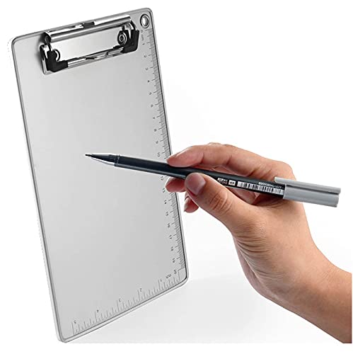 Stainless Steel Metal Clipboard - Letter Size A4 Document Holder with Hangable Low Profile Clip, Non-Slip Grip for Office, School, Home & Outdoor Use