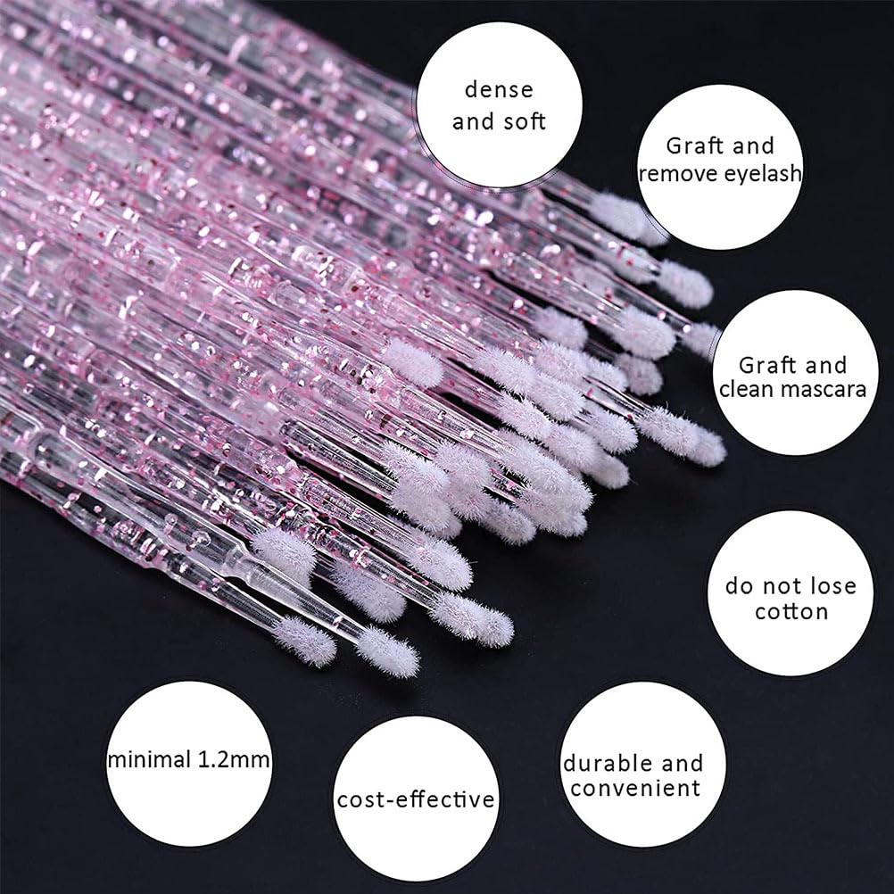 FOMIYES 200pcs Disposable Eyelash Extension Micro Brushes - Mascara & Eye Makeup Cleaning Wands for Professional Salon & Home Use
