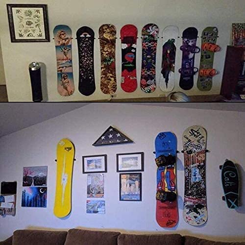 Best Ski & Snowboard Wall Mount Rack - Invisible Floating Hanger Holds 2 Boards - Space Saving Storage Organizer with Screws & Washers Included - Perfect for Garage, Basement & Winter Sports Gear Protection