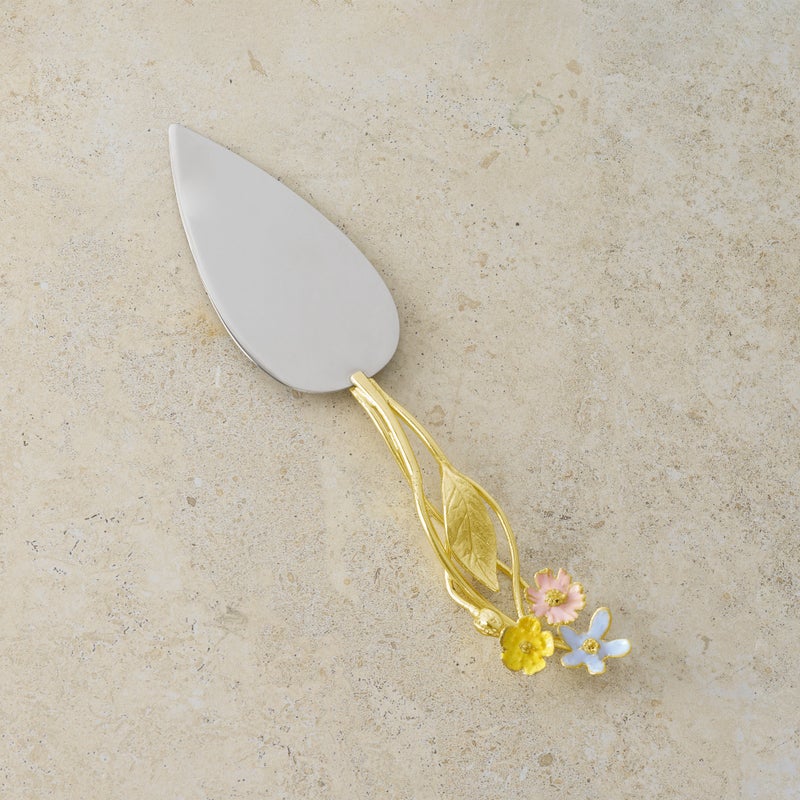 Wildflowers Cake Server Set - Elegant Floral Dessert Serving Utensil for Weddings, Birthdays & Special Occasions