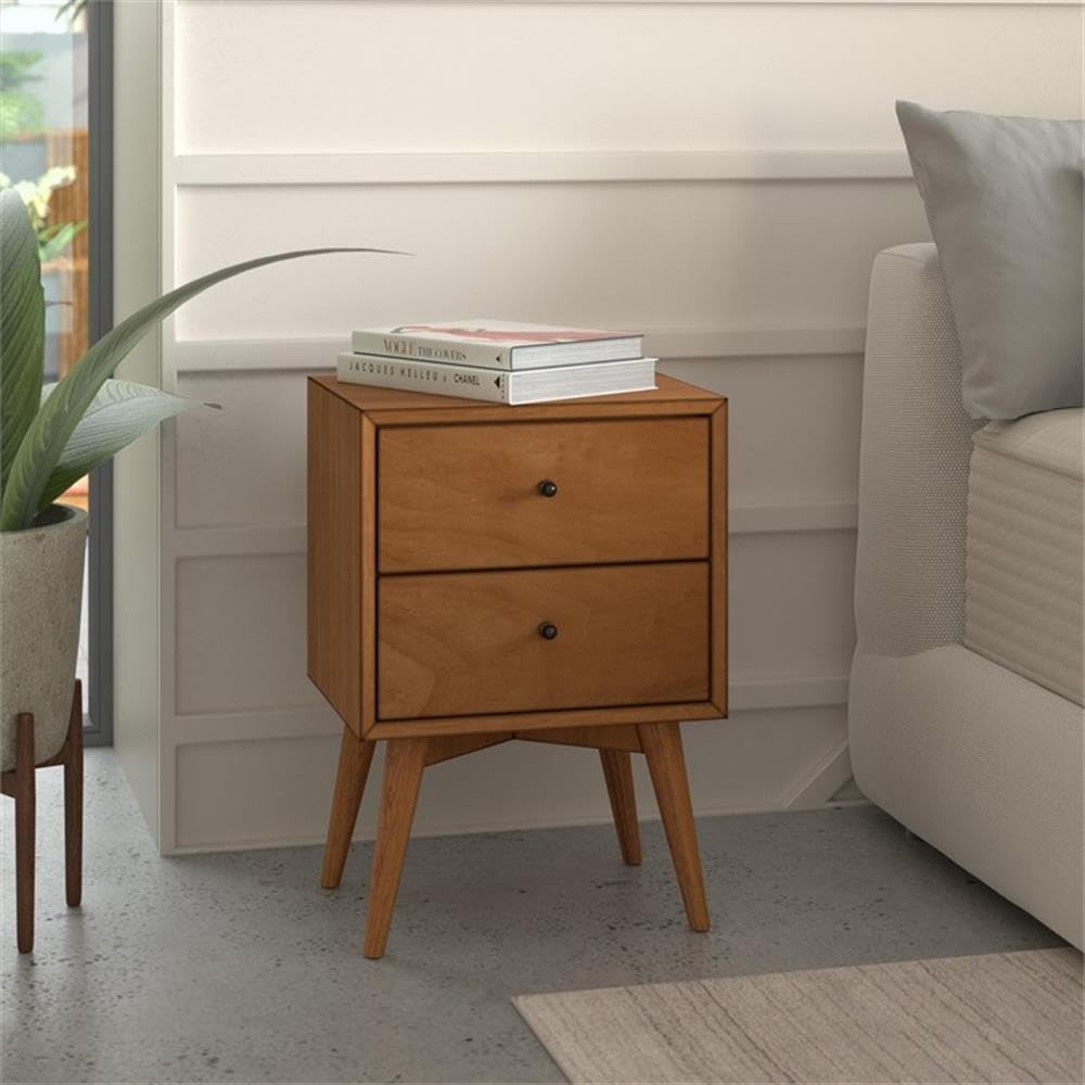 Home Square 2-Piece Bedroom Set - Full Size Panel Bed & Nightstand in Acorn Brown - Perfect for Small Spaces & Guest Rooms