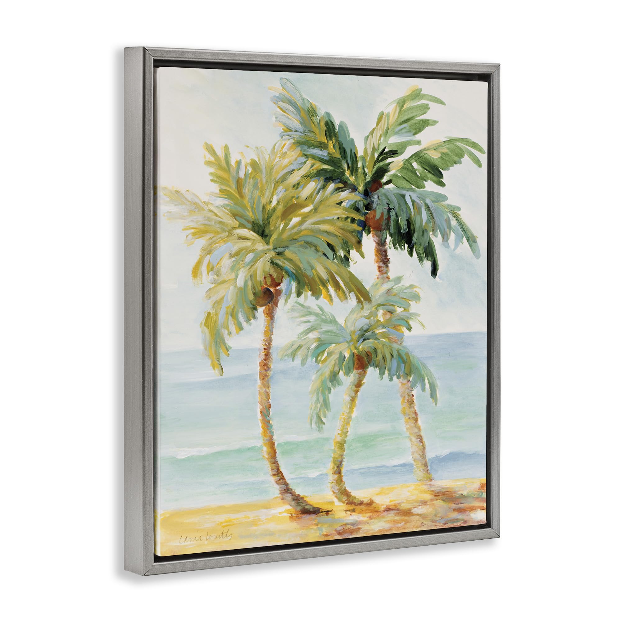 Stupell Industries Tropical Palm Trees on Coastal Beach Sand Wall Art - Designed by Lanie Loreth - Perfect for Beach House Decor, Living Room, Bedroom & Bathroom