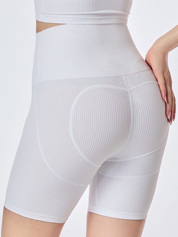 ZASUWA Women's High Waisted Ribbed Scrunch Butt Lifting Gym Shorts - Workout, Running, Yoga & Lounge Wear