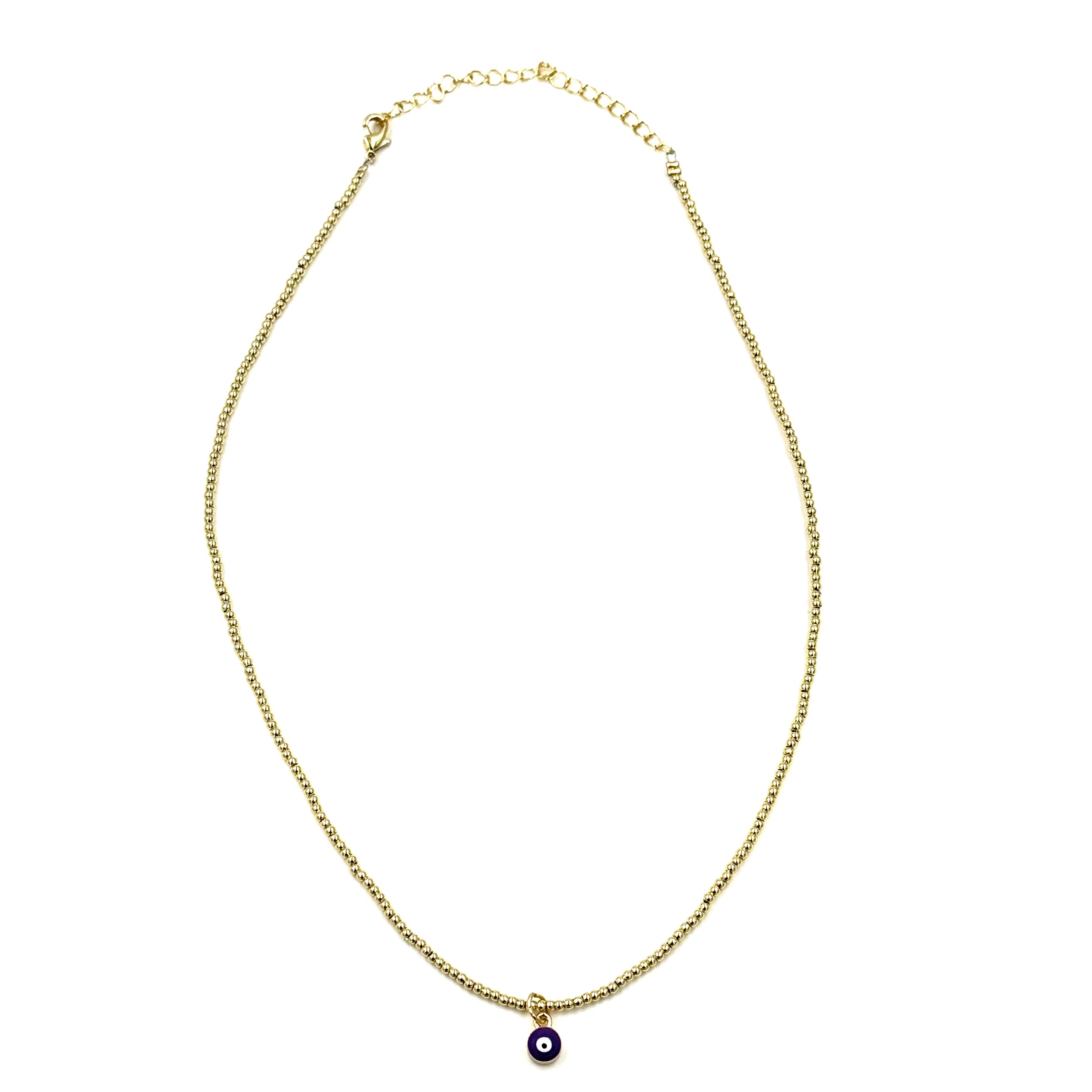 Ashley Gold Stainless Steel Evil Eye Necklace with Purple Enamel Beads - Elegant Protection Jewelry for Women, Perfect for Daily Wear, Gift Giving & Spiritual Protection