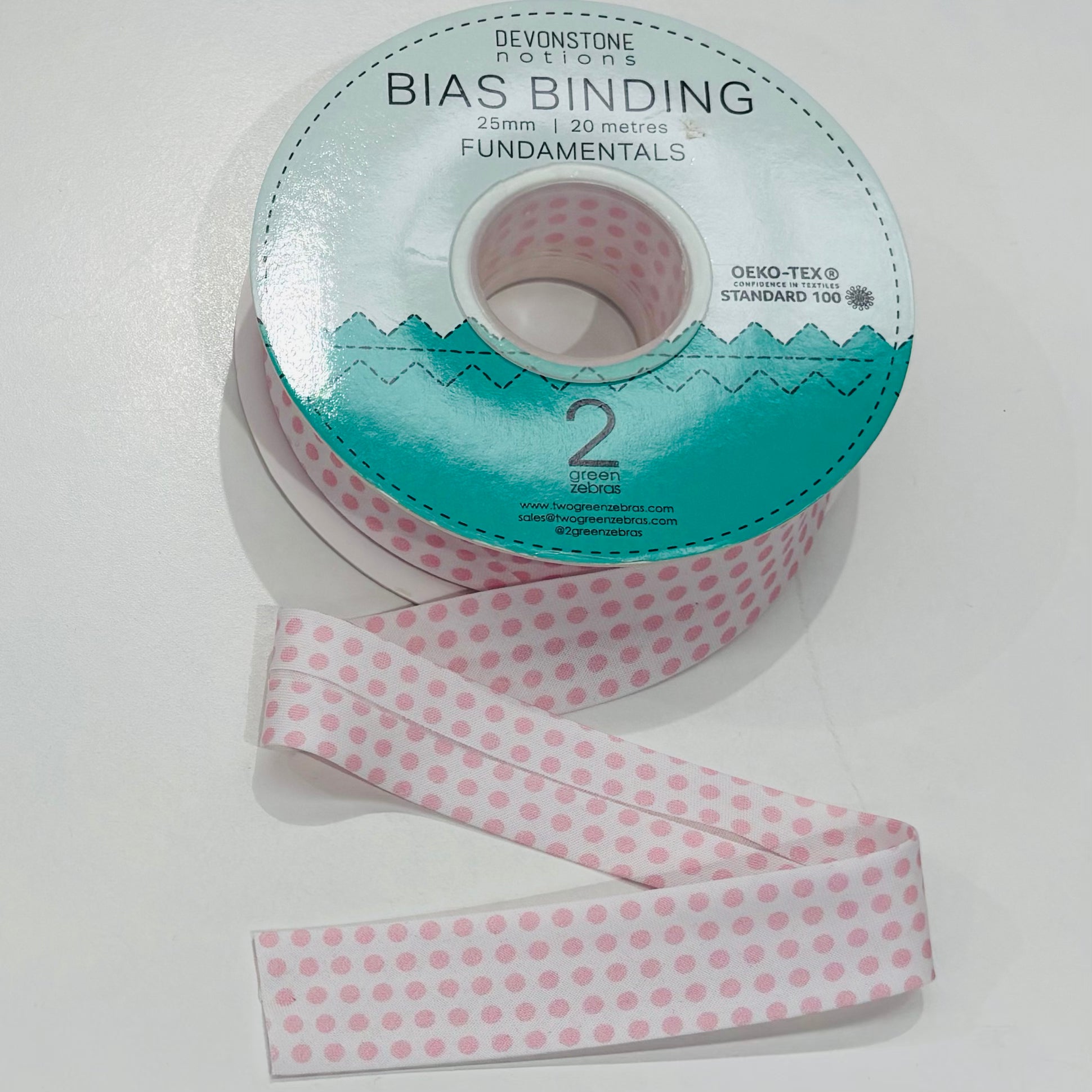 1 Inch Light Pink Spot Bias Binding Tape DVBB2942 - Perfect for Quilting, Sewing, and DIY Craft Projects