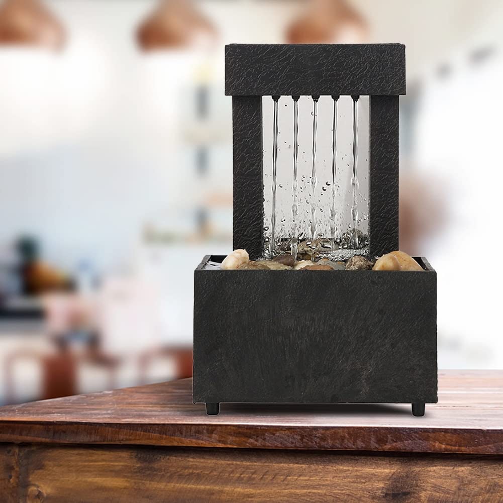 Relaxing Desktop Fountain - Indoor Waterfall Decor for Home, Office & Teahouse | Zen Flowing Water Feature with LED Lights | Perfect Stress Relief Gift & Feng Shui Decor for Workspace, Meditation Room