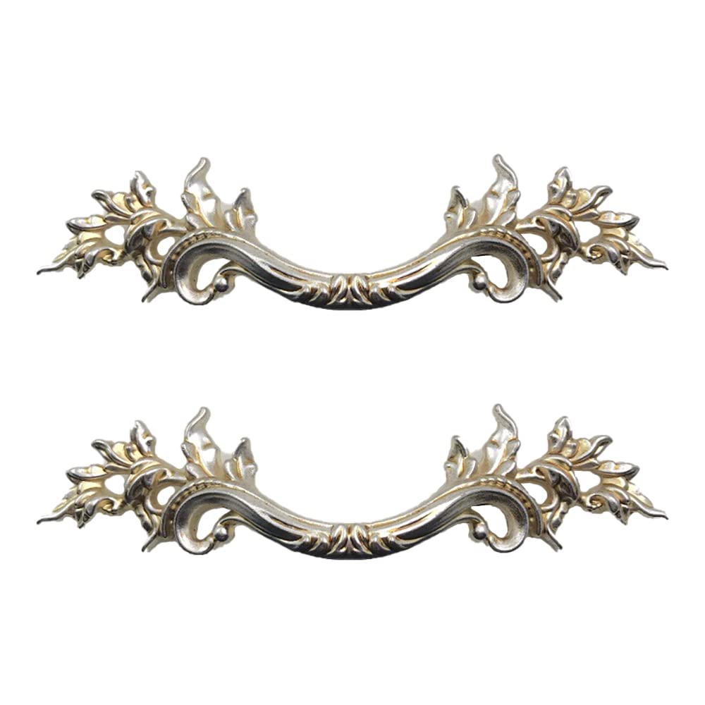 2 Pack Vintage European Style Silver Cabinet Handles - Drawer Pulls for Furniture, Dresser, Cupboard & Closet (Includes 2 Size Screws) | Perfect for Home Renovation & DIY Projects