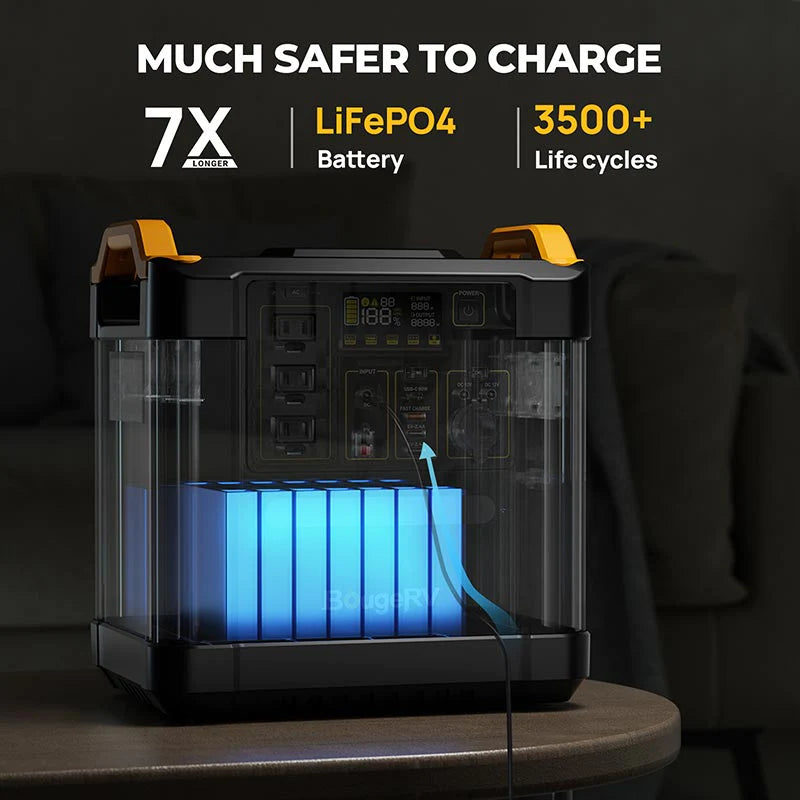 BougeRV FORT 1456Wh 1500W Portable Power Station with Solar Panel Kit - Custom Bundle Options for Camping, RV Trips & Emergency Backup Power