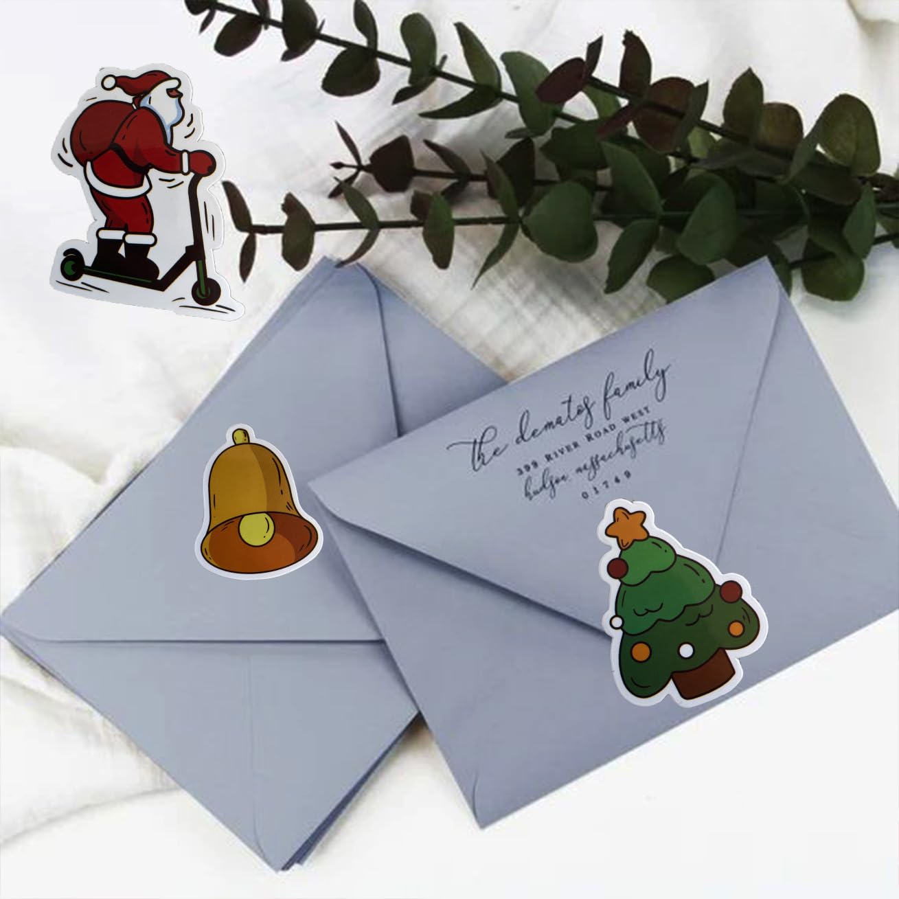 100 Pcs Christmas Stickers - Cute Waterproof Santa Claus Stickers for Water Bottles, Kids & Teens - Perfect for Holiday Gifts, DIY Crafts & School Projects