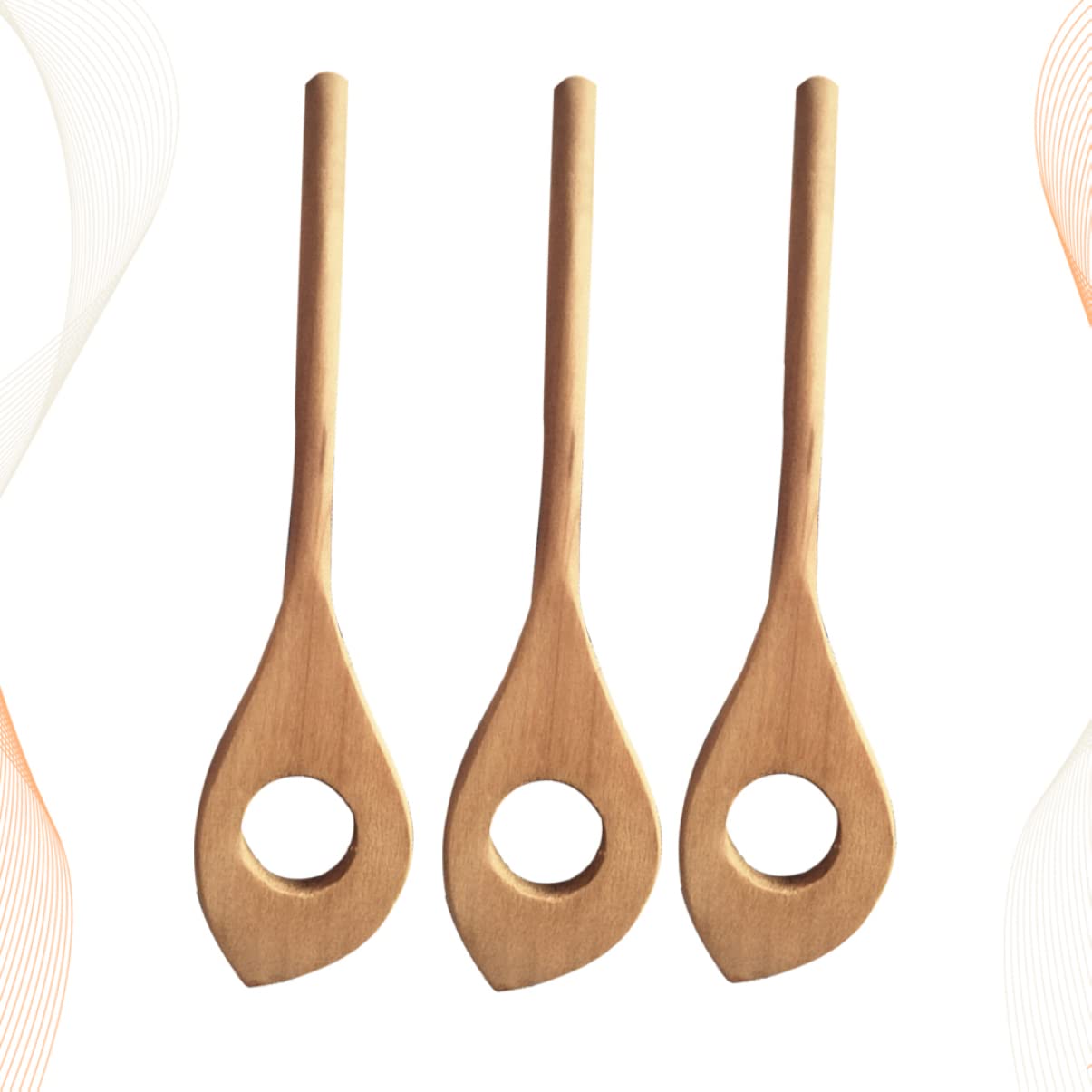 3-Pack Wooden Stirring Spoons for Iced Tea, Cocktails, Coffee & Honey - Natural Bamboo Drink Mixers with Hole for Easy Stirring - Perfect for Bars, Cafes & Home Use