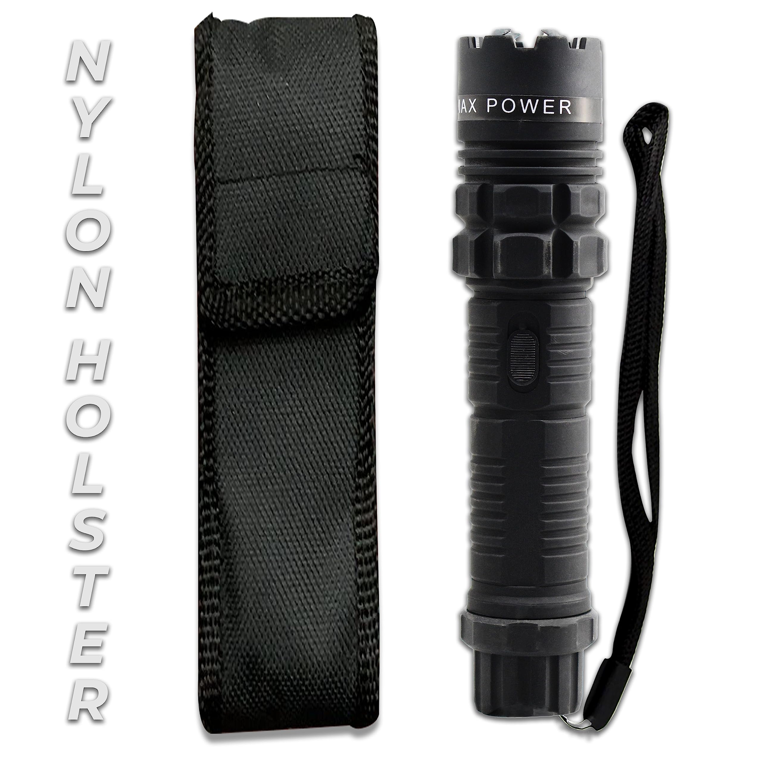 12 Pack Heavy Duty Police Grade Stun Gun with High Voltage & Bright LED Flashlight - Rechargeable, 3 Modes - Self Defense Protection for Home Security, Night Patrol, and Personal Safety