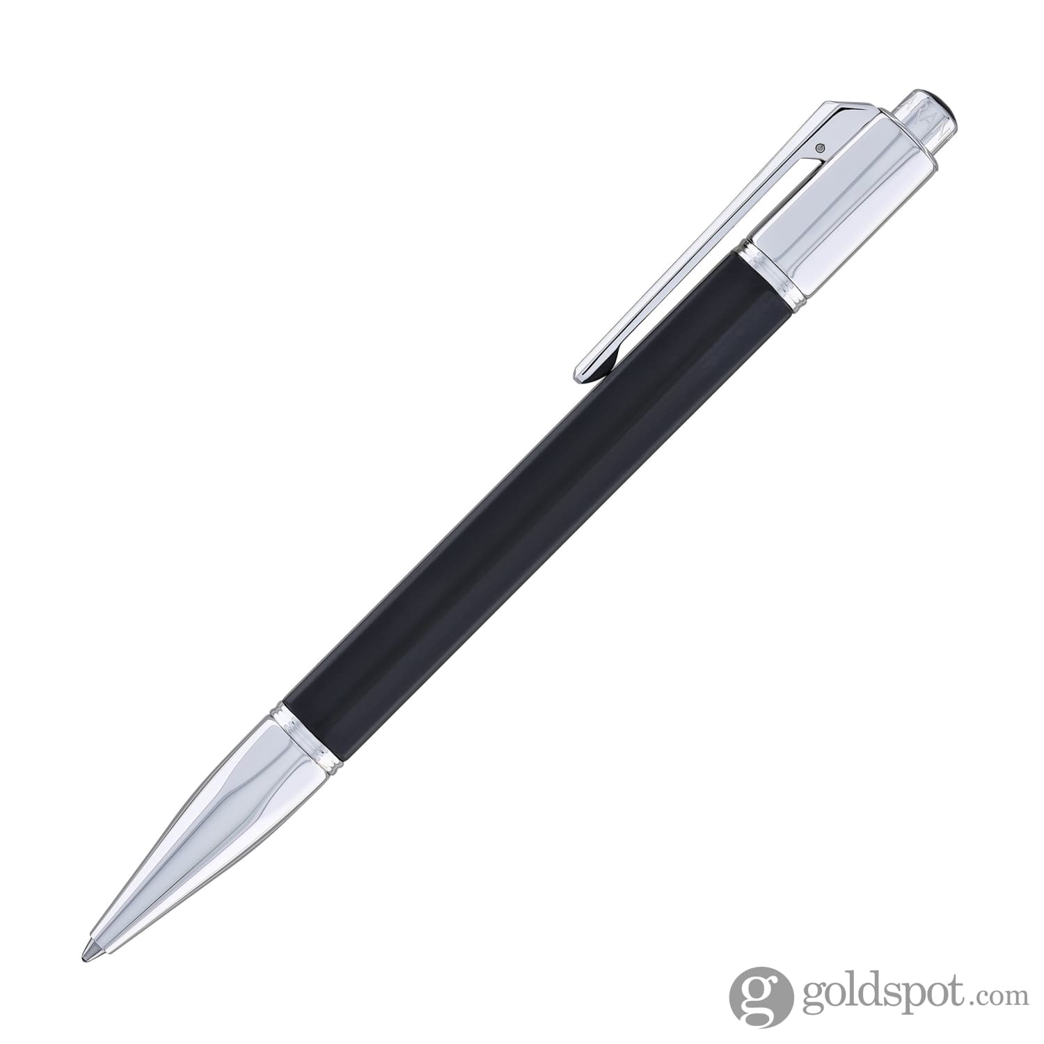 Luxury Caran d'Ache Varius Ebony Wood Ballpoint Pen with Silver Plated & Rhodium Coating - Premium Writing Instrument for Business Professionals, Gifts & Collectors