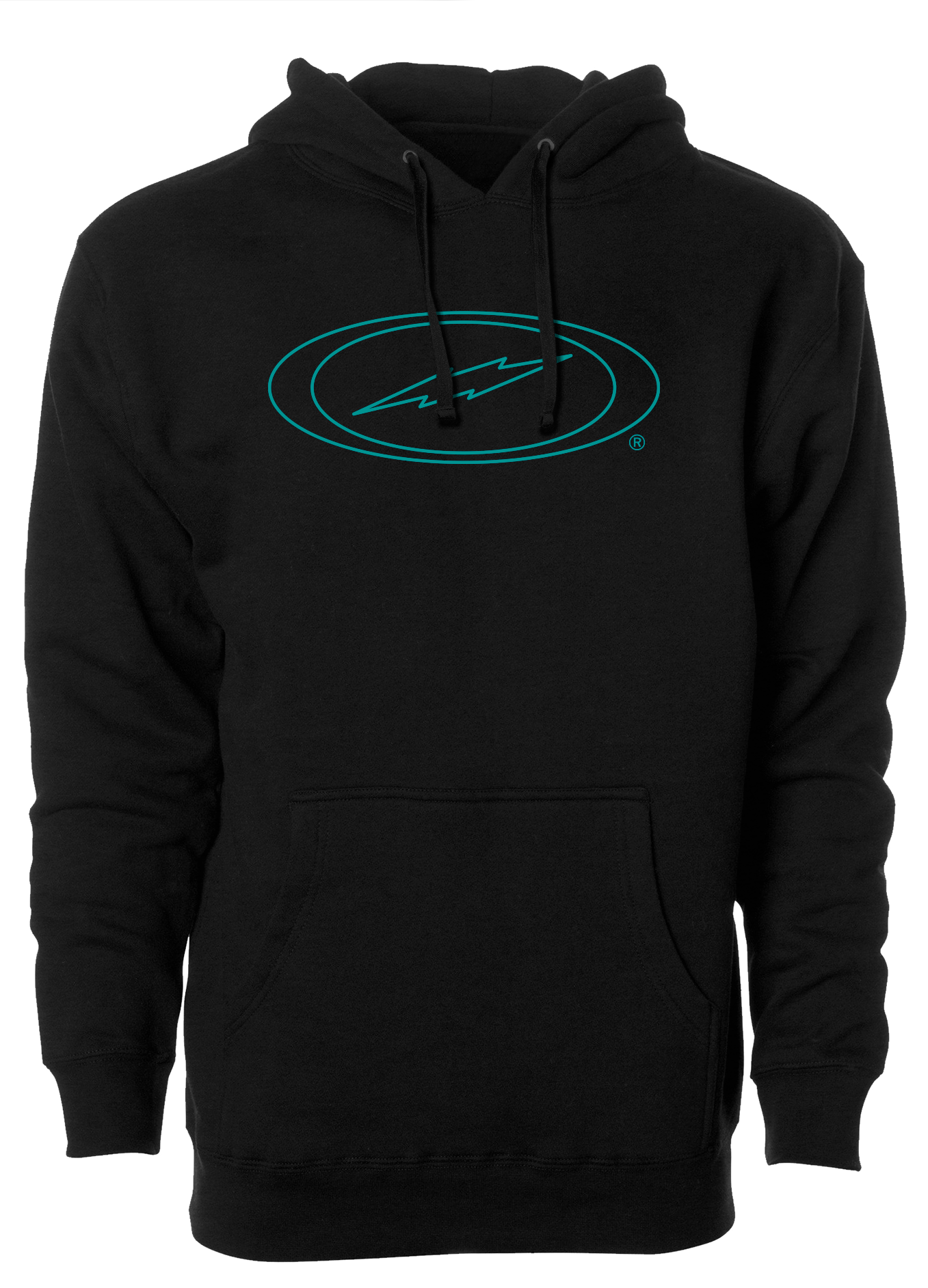 Storm Oval Bolt Logo Hoodie - Teal Outline Pullover Sweatshirt for Men & Women | Streetwear Fashion, Casual Wear & Outdoor Activities