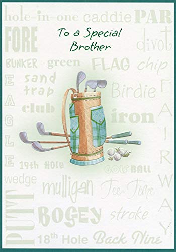 Funny Golf Birthday Card for Brother - Golf Bag & Golf Terms Design - Perfect for Golf Lovers, Father's Day & Retirement Gifts