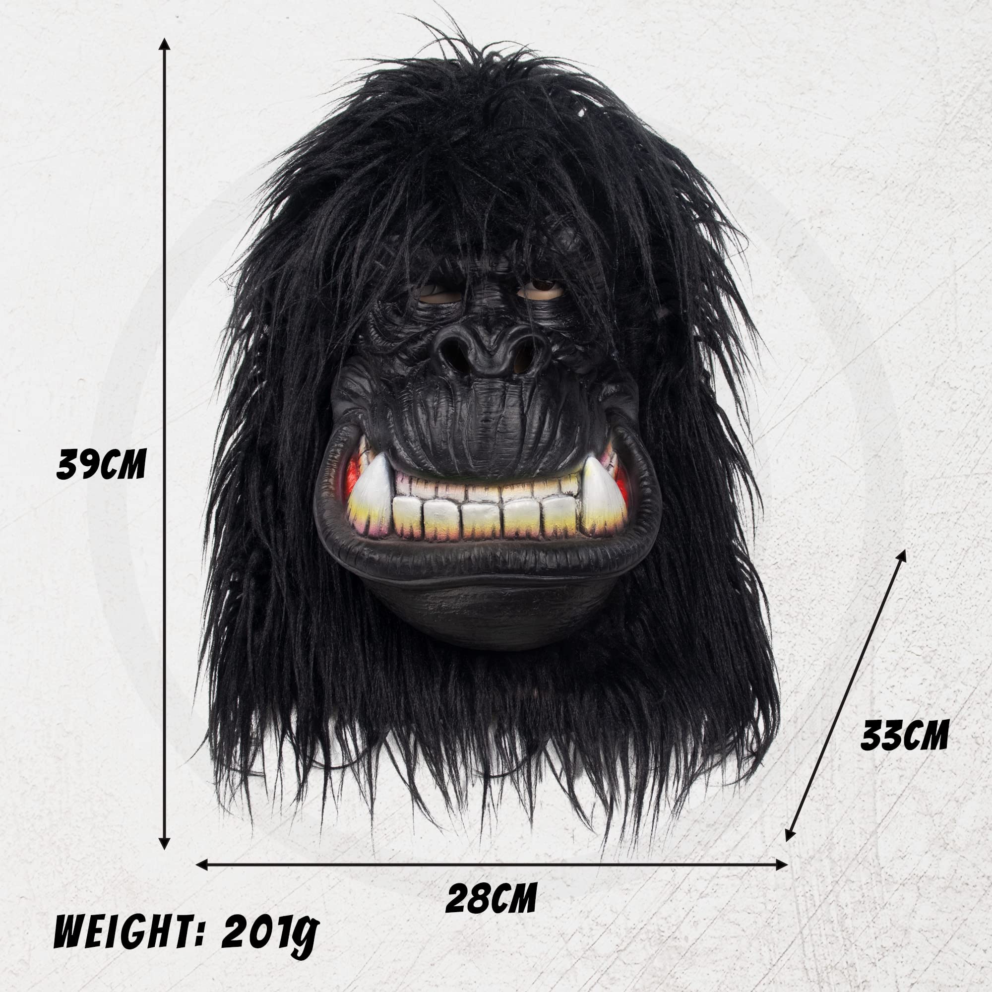 Gorilla Mask Hairy Latex Animal Costume - Realistic Monkey Head Mask for Halloween, Cosplay, Carnival & Themed Parties - Perfect for Costume Events, Role Playing & Fun Gatherings