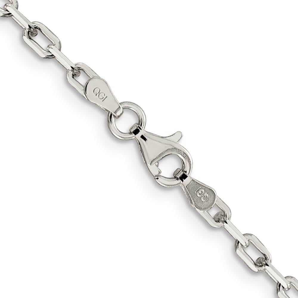 2.75mm Sterling Silver Solid Elongated Open Cable Chain Necklace - Dainty Black Bow Pendant for Women, Gift for Her, Valentine's Day, Anniversary & Everyday Elegance