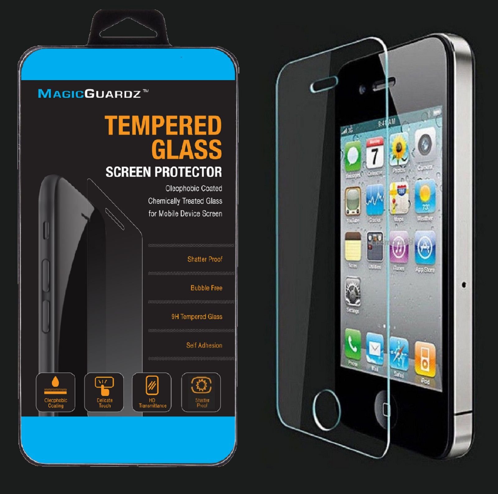 MagicGuardz® Premium Tempered Glass Screen Protector for Apple iPhone 4/4S - Crystal Clear, Anti-Scratch, Bubble-Free - Perfect for Everyday Protection & Gaming