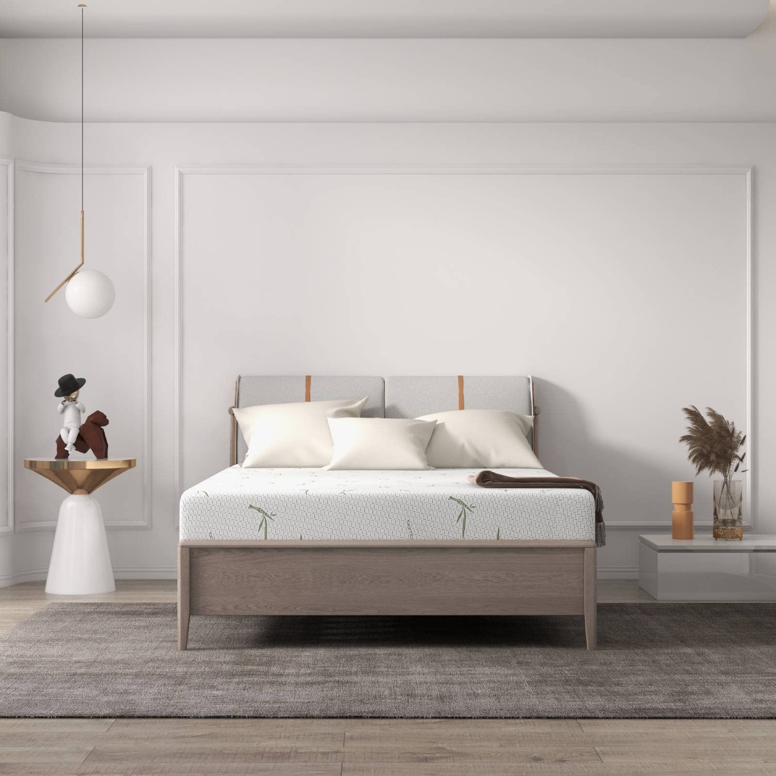 FONTOI 10 Inch Queen Size Mattress in a Box - Cooling Gel Memory Foam with Bamboo Cover, Medium Firm Support, Made in USA | Perfect for Bedroom, Guest Room & Apartment Sleeping