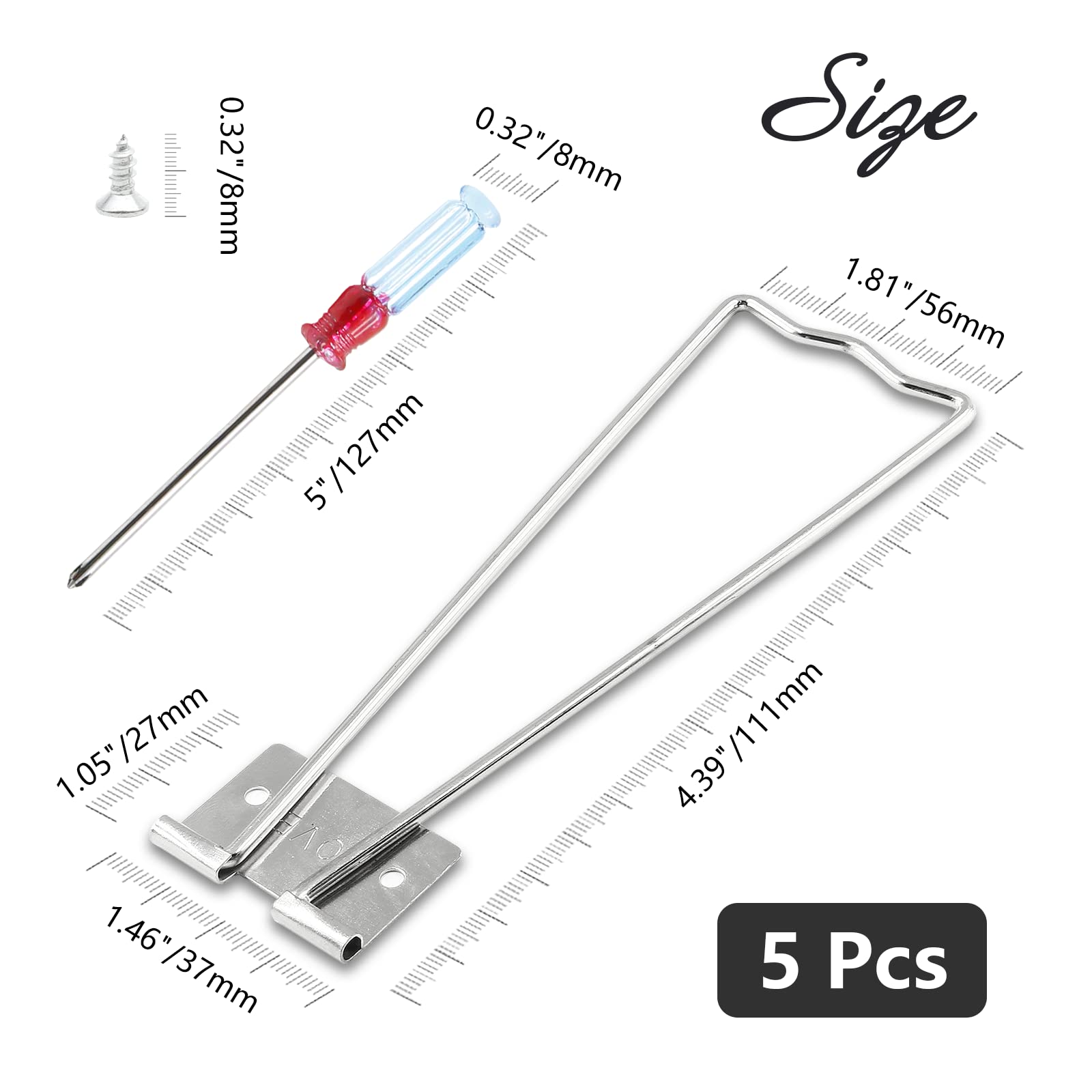 5 Pcs Silver Iron Easel Back Stand for Picture Frames - Includes Screws & Screwdriver - Perfect for Photo Displays, Wall Art, and Tabletop Decor