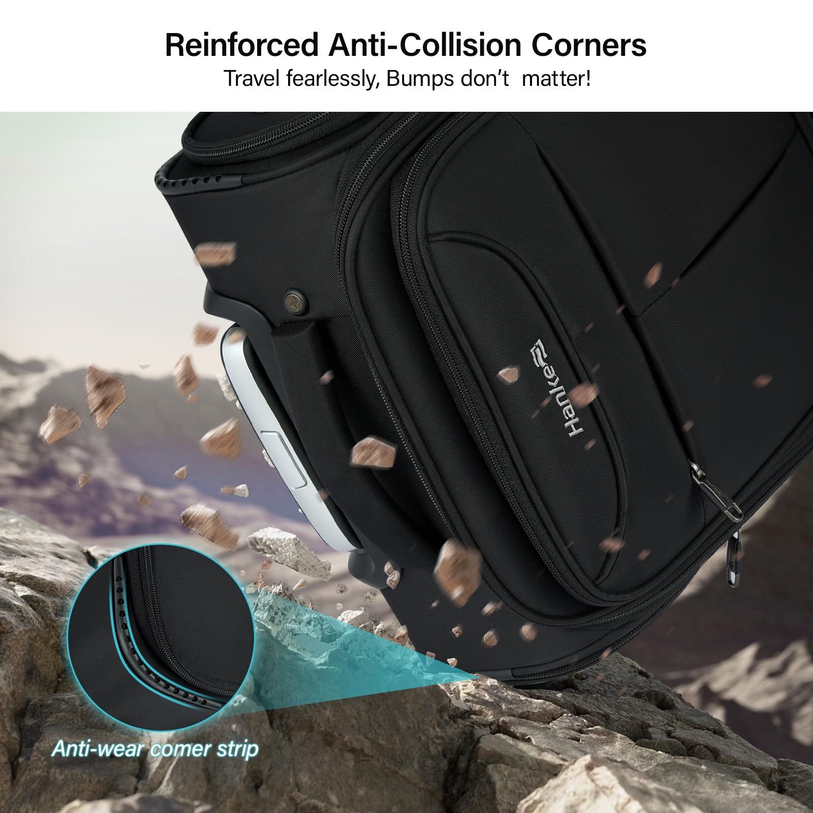 Hanke 16 Inch Underseat Carry On Luggage with 360° Spinner Wheels - Lightweight Airline Approved Softside Travel Bag for Women & Men - Compact Personal Item Suitcase Fits Under Airplane Seat (Black) | Perfect for Business Trips, Weekend Getaways & Cabin Luggage