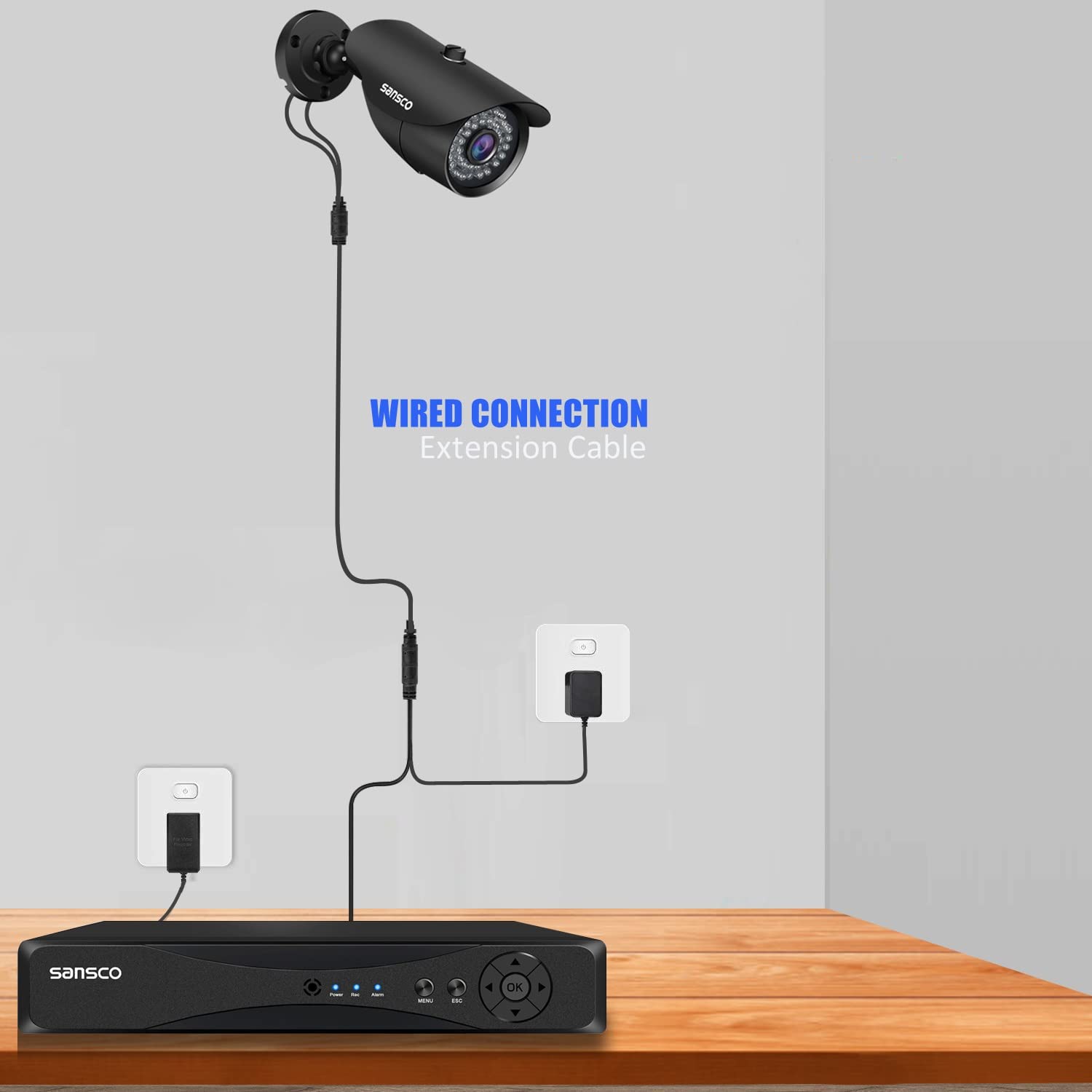SANSCO 8CH 5MP HD CCTV Security Camera System with 8X 2MP Outdoor Bullet Cameras - Night Vision, AI Face/Human Detection, IP66 Vandalproof, Email/APP Alerts (No HDD) - Ideal for Home, Office & Business Surveillance